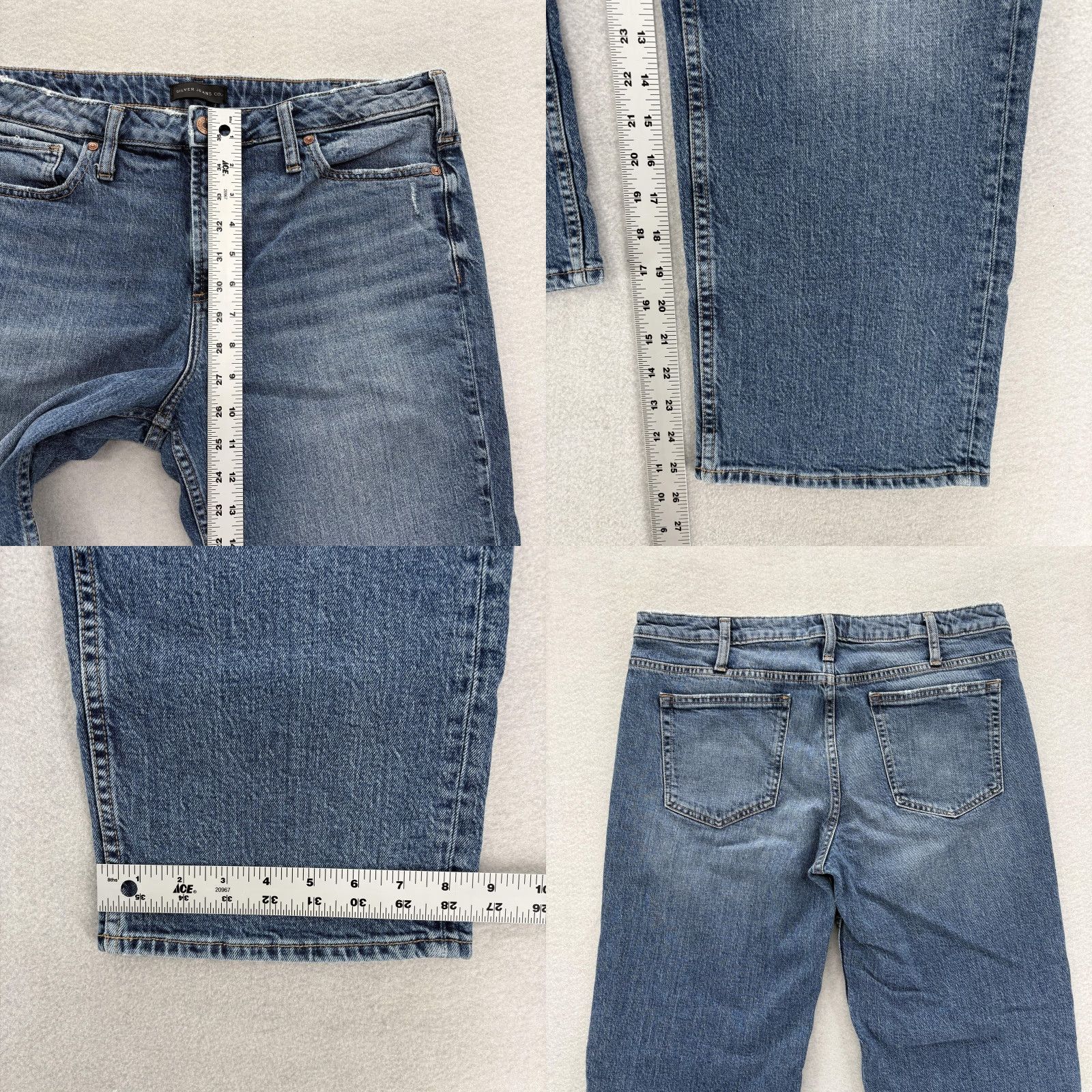 Silver Jeans Co. VINTAGE Silver Jeans Eyes On Wide Womens Jeans 32x26 Blue Relaxed Wide-Leg Crop Stretch Denim Womens Size 24" / US 00 / IT 34 - 8 Thumbnail