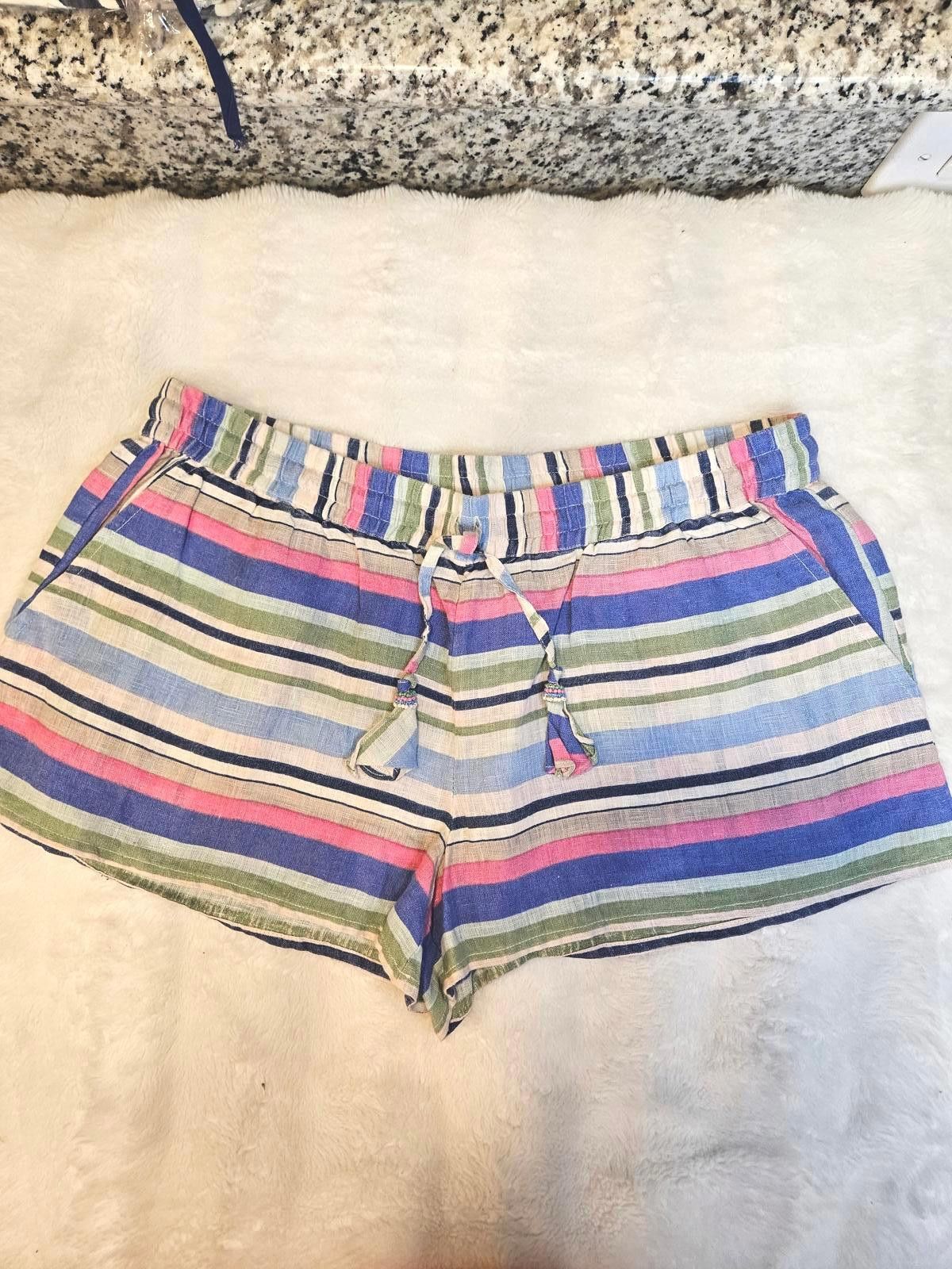 Designer Calypso Colorful Striped Linen Summer Shorts Size 28" / US 6 / IT 42 - 1 Thumbnail