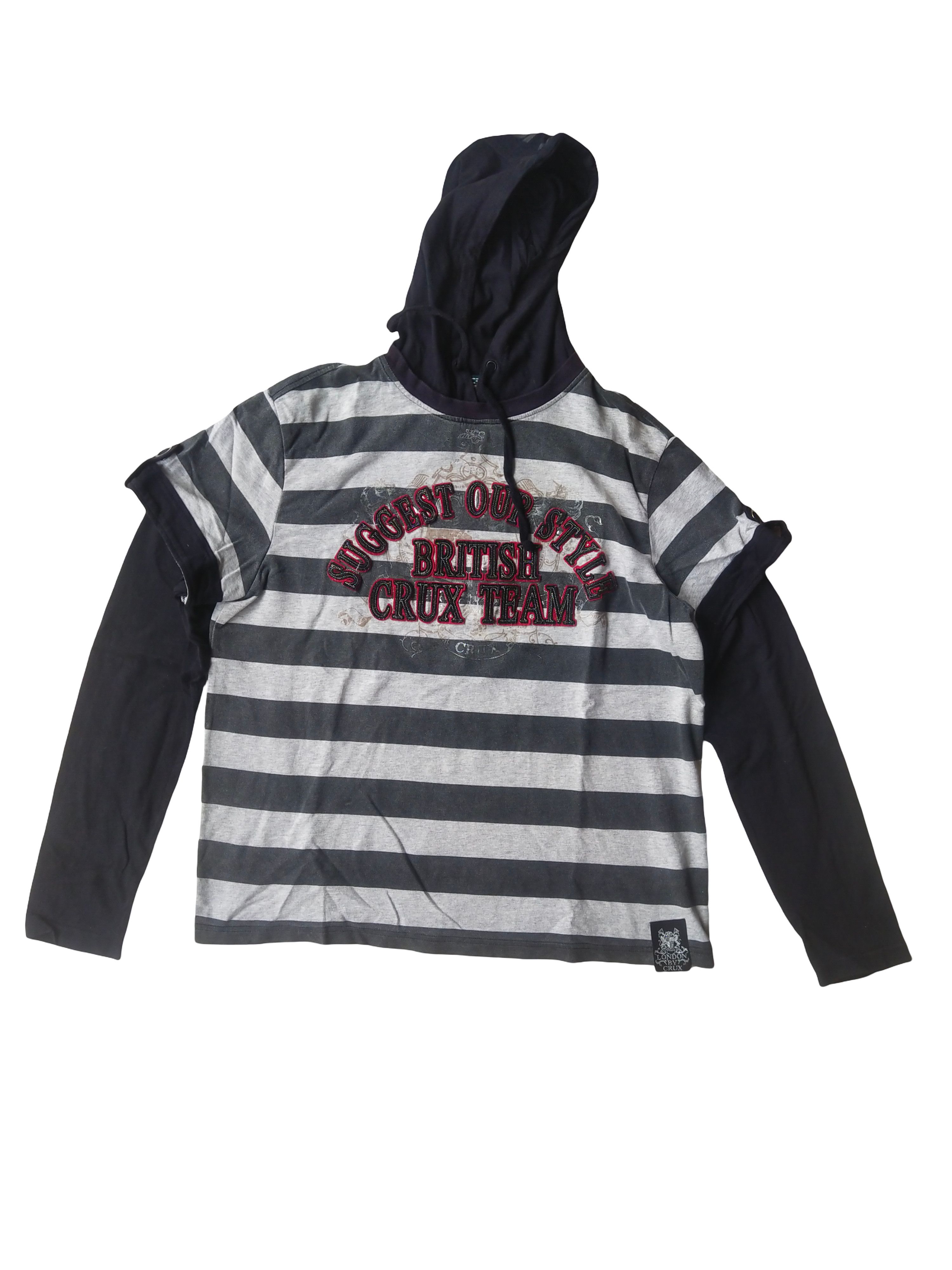 Hysteric Glamour Vintage Y2K Crux Layered Striped Hooded L/S Tee Size US S / EU 44-46 / 1 - 1 Thumbnail
