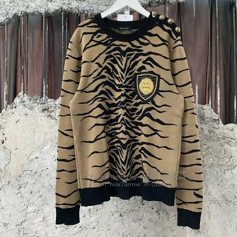 Balmain Balmain Men's Winter Khaki Tiger Sweater . Size US L / EU 52-54 / 3 - 1 Thumbnail