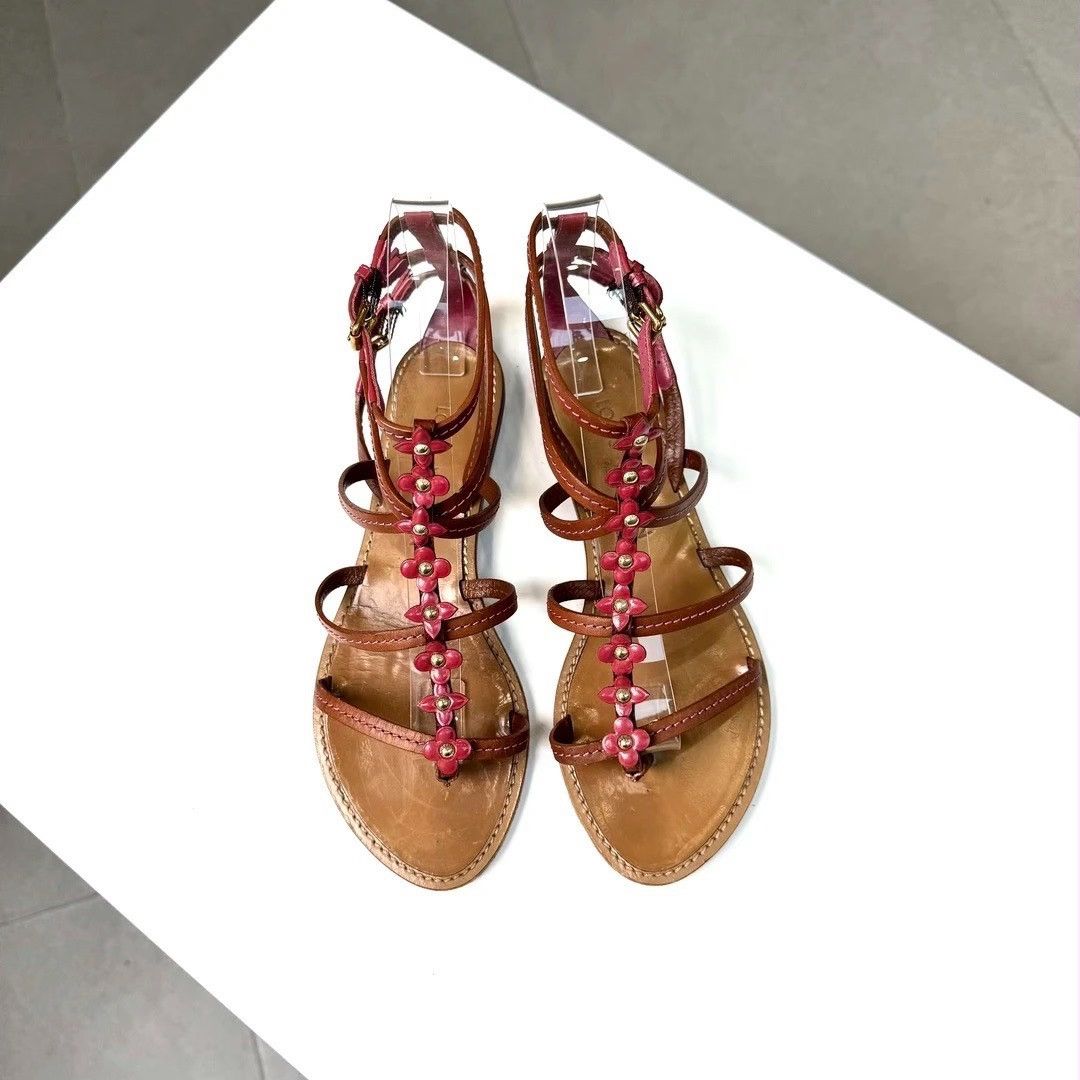 Louis Vuitton LOUIS VUITTON Flower Leather Sandals Size US 5.5 / IT 35.5 - 1 Thumbnail
