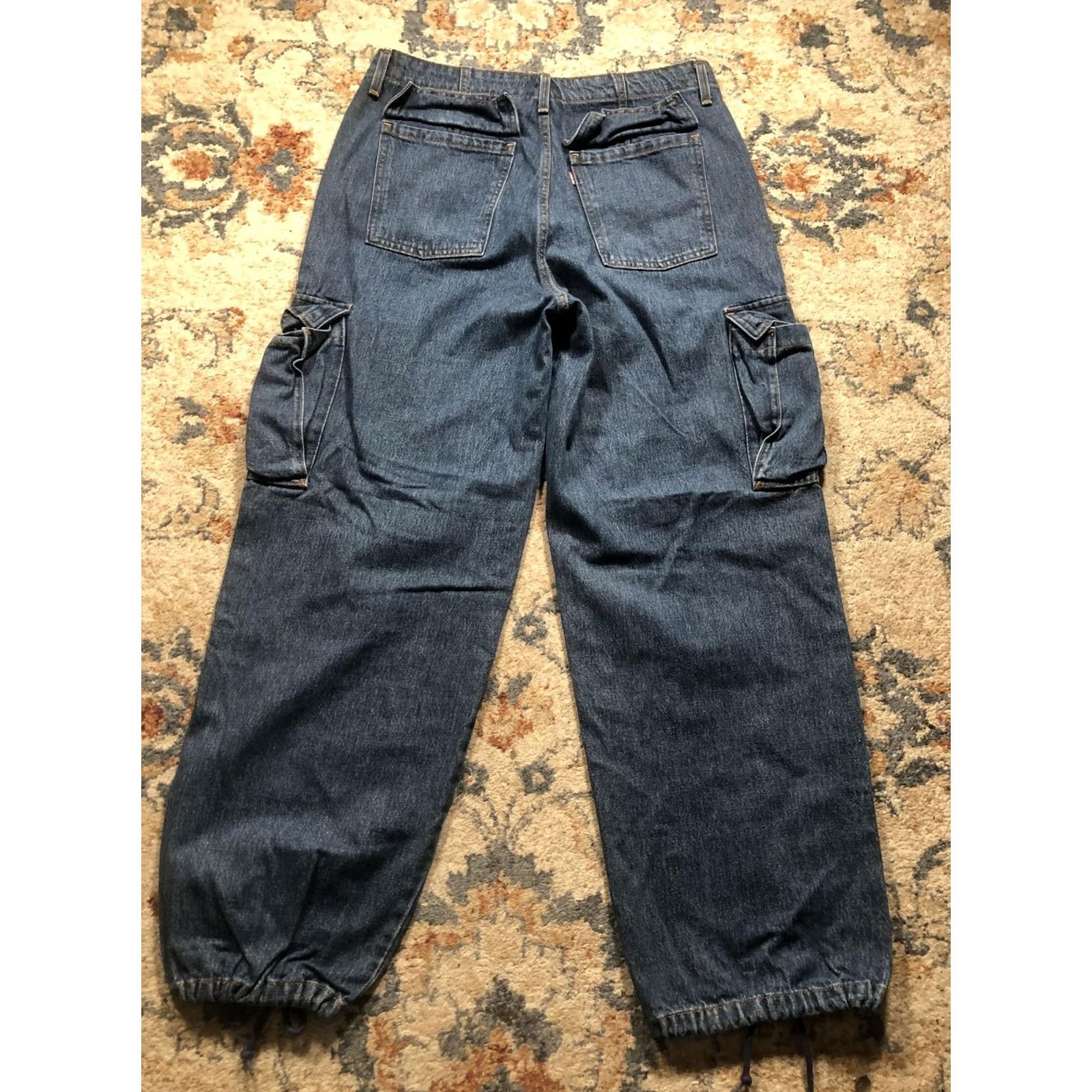 Levi's VINTAGE Levi's 94 Baggy Jeans Women's 30x32 Blue Denim Cargo Jogger Drawstring Cuff Size 30" / US 8 / IT 44 - 6 Thumbnail