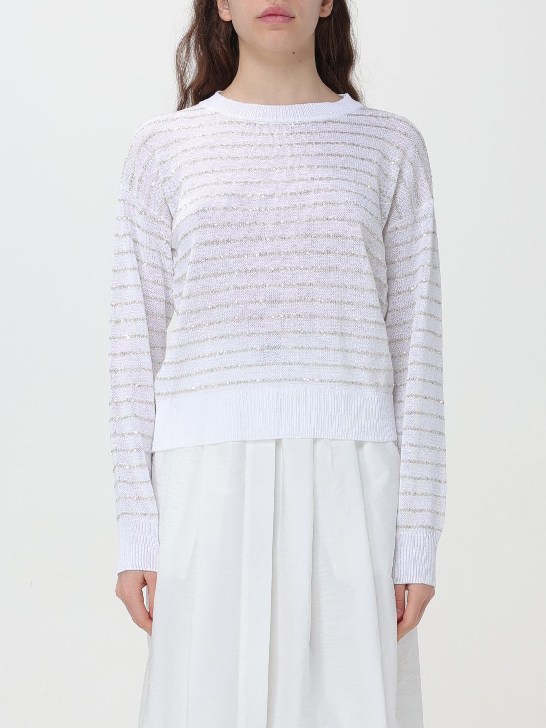 image of Brunello Cucinelli Sweater Woman White 1, Women's (Size XL)