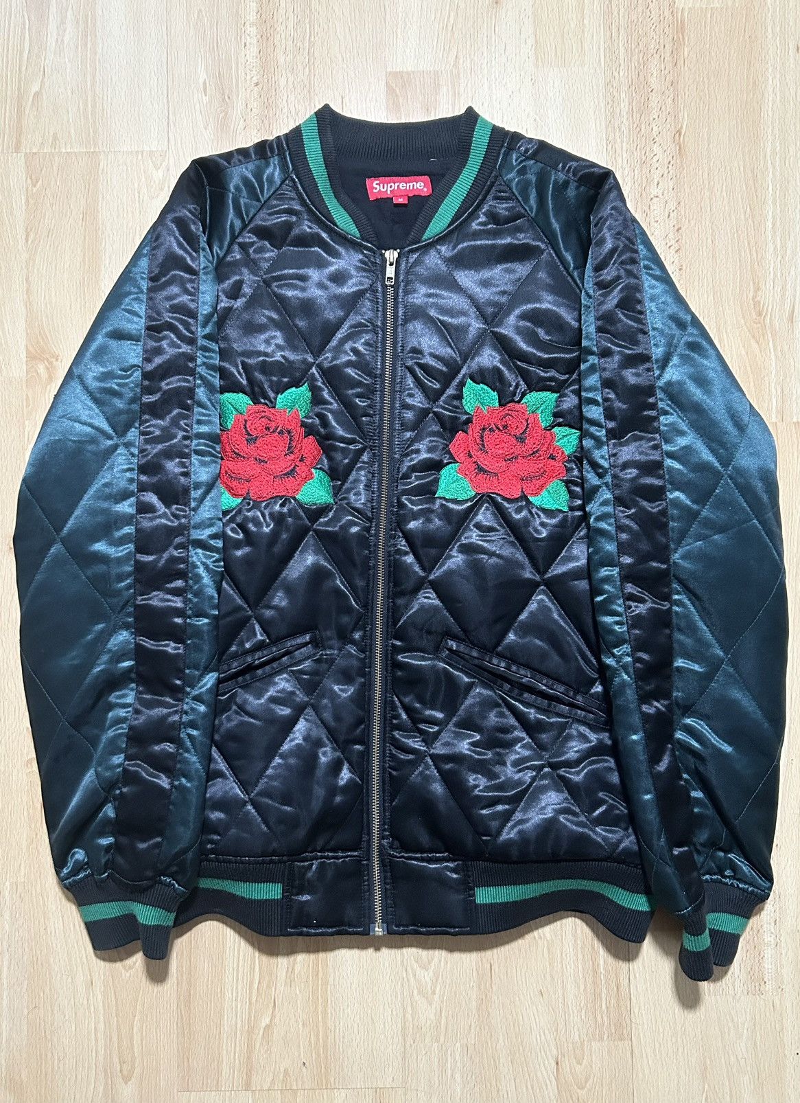 Supreme SUPREME ROSES QUILTED SATIN BOMBER AW13 | Grailed