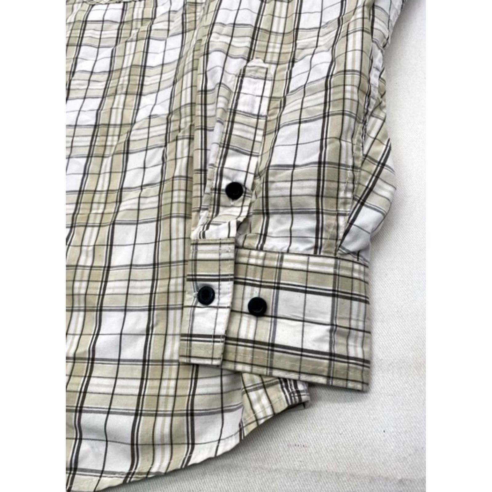 Element Five Elementz Mens 3XL Long Sleeve Button-Up Beige Plaid Patches Logo Shirt Size US XXL / EU 58 / 5 - 3 Thumbnail
