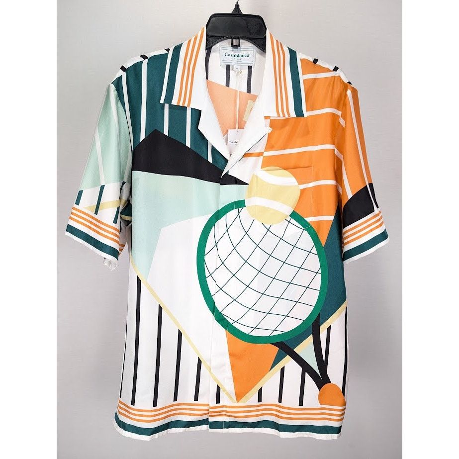 Casablanca o1rshd1 CC20 Silk Twill Cuban Collar Short Sleeve Shirt Size US M / EU 48-50 / 2 - 2 Thumbnail
