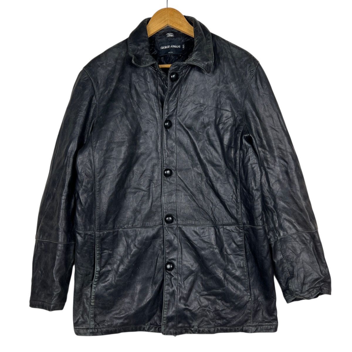 Giorgio Armani Vintage Giorgio Armani Leather Snap Button Jacket Size US L / EU 52-54 / 3 - 1 Thumbnail