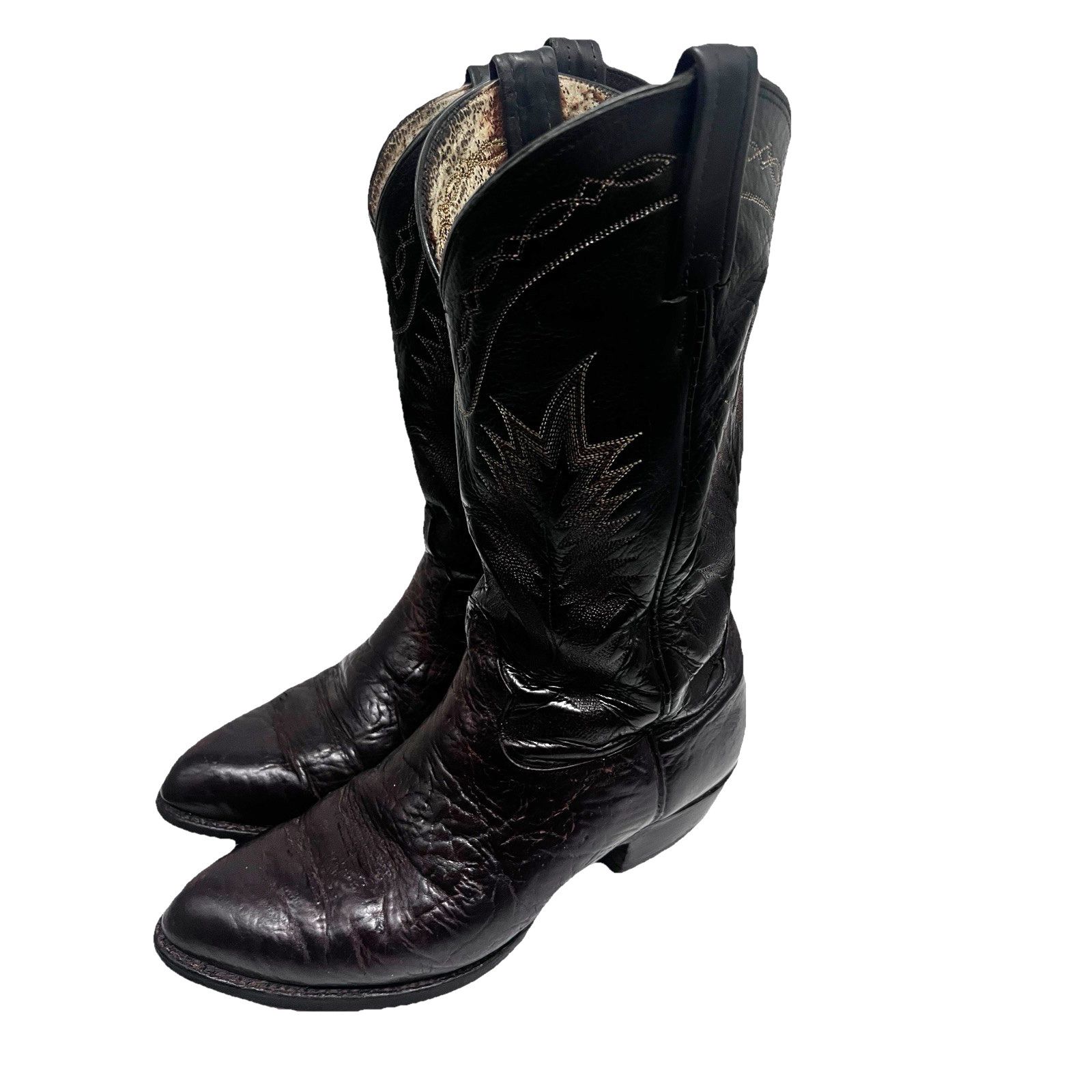 Tony Lama Tony Lama Cherry Black Leather Western Cowboy Boots US 10 Size US 10 / EU 43 - 2 Thumbnail