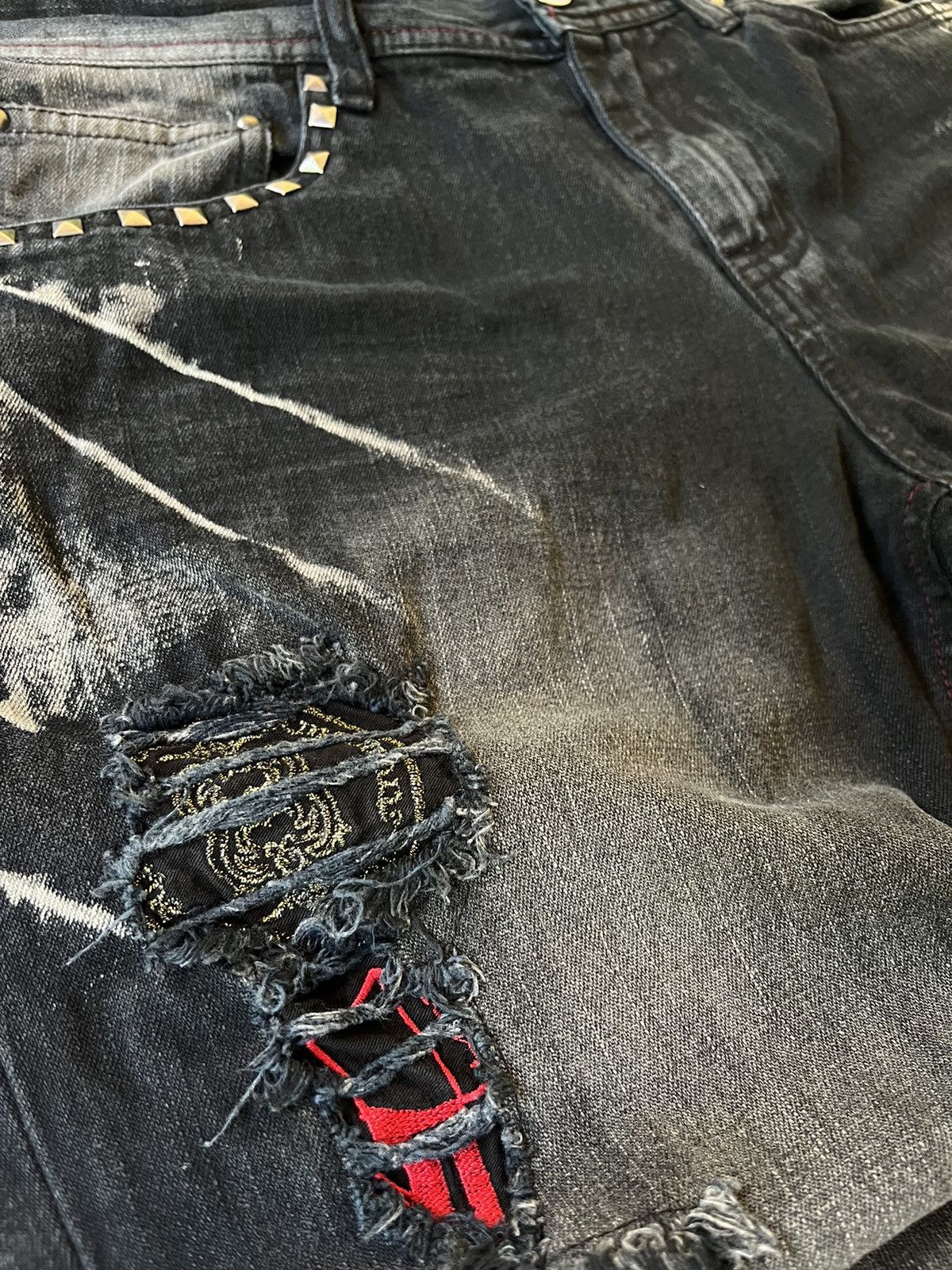 In The Attic In The Attic Distressed Patchwork Flared Jeans 🇯🇵 Size US 32 / EU 48 - 4 Thumbnail