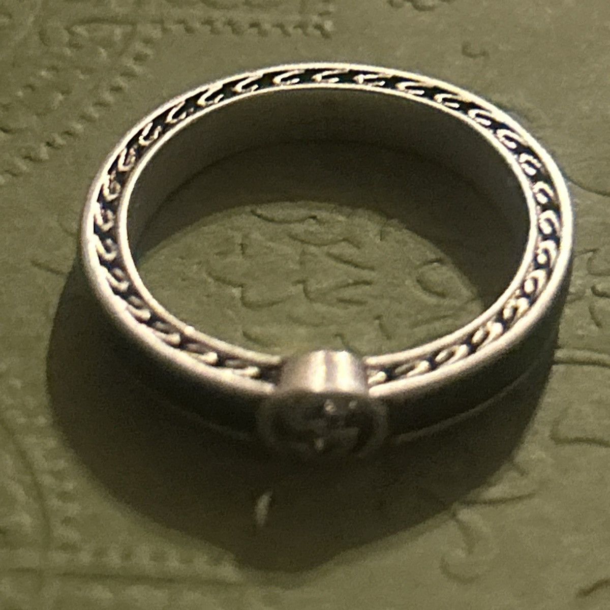 Gucci Gucci Interlocking G Enamel Thin Ring Black Ag925 701620 Size ONE SIZE - 5 Thumbnail