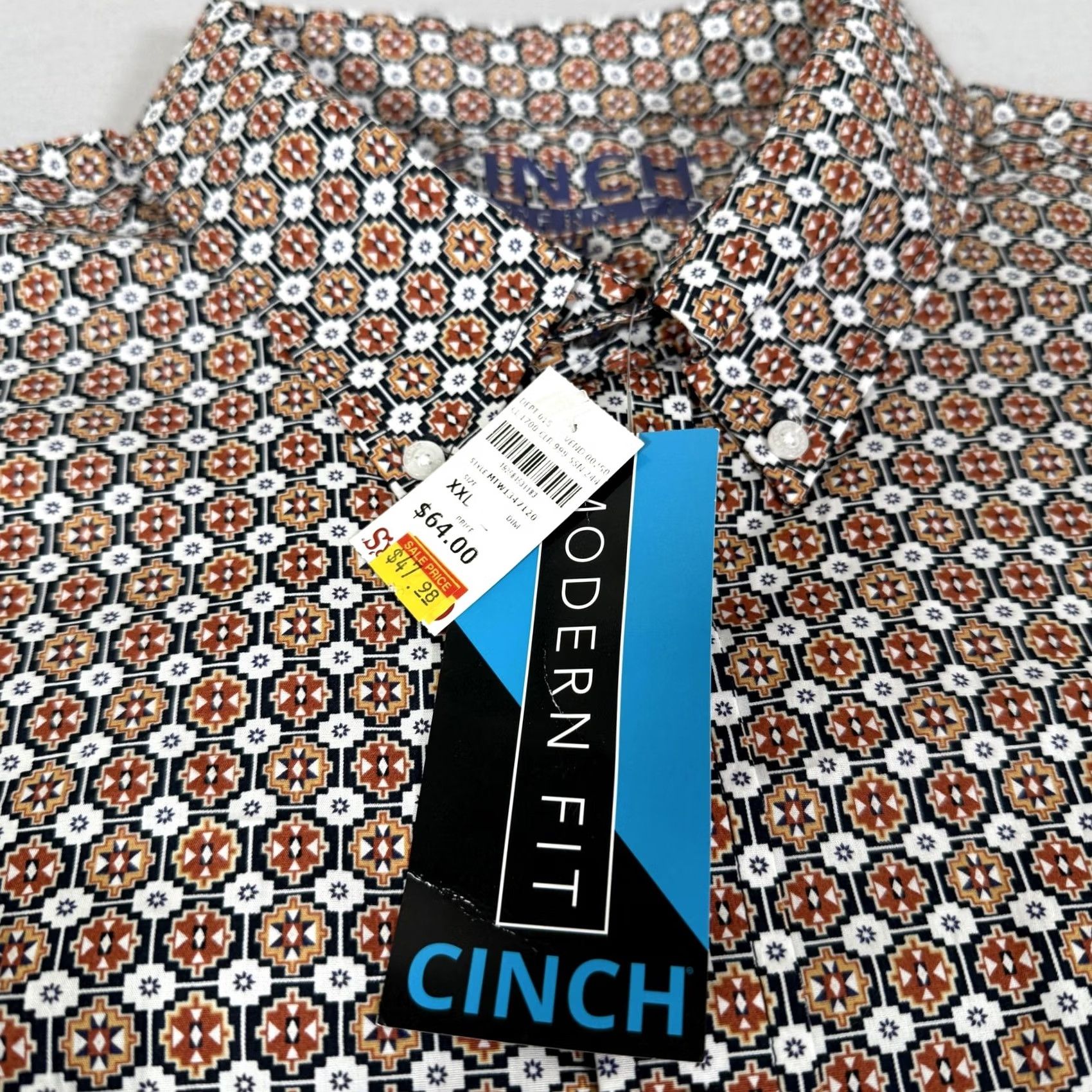 Vintage Cinch Mens 2XL White Red Button Up Western Cowboy Modern Fit Work New Shirt Geometric Cotton Woven Long Sleeve Button-Front Pocket Casual Size US XXL / EU 58 / 5 - 4 Thumbnail