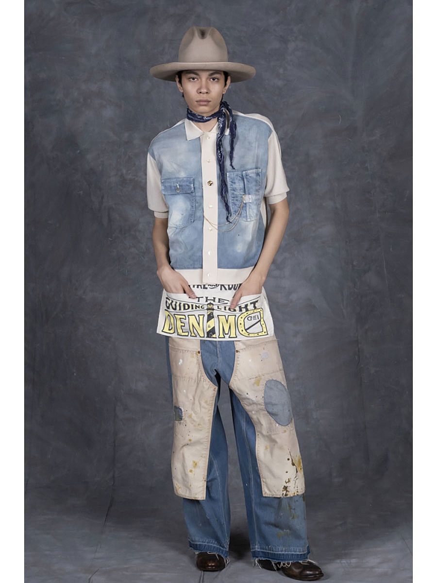 Kapital Kapital Knit × 8oz denim coverall polo shirt Size US L / EU 52-54 / 3 - 5 Thumbnail