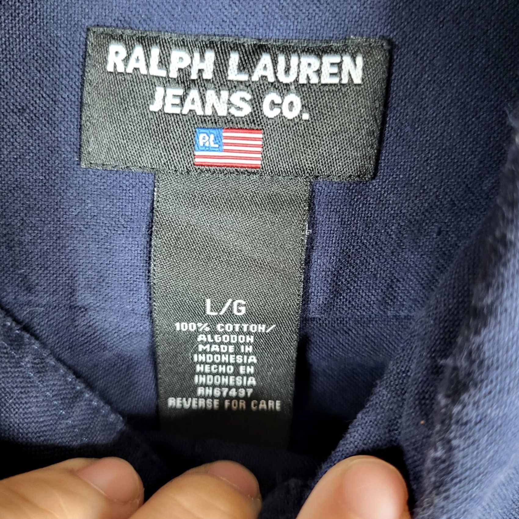 Ralph Lauren RALPH LAUREN JEANS CO. Men’s navy blue cotton button up shirt L/G Size L Casual Classic Button-Down Collar Mens Regular Fit Knit Blue Size US L / EU 52-54 / 3 - 2 Thumbnail