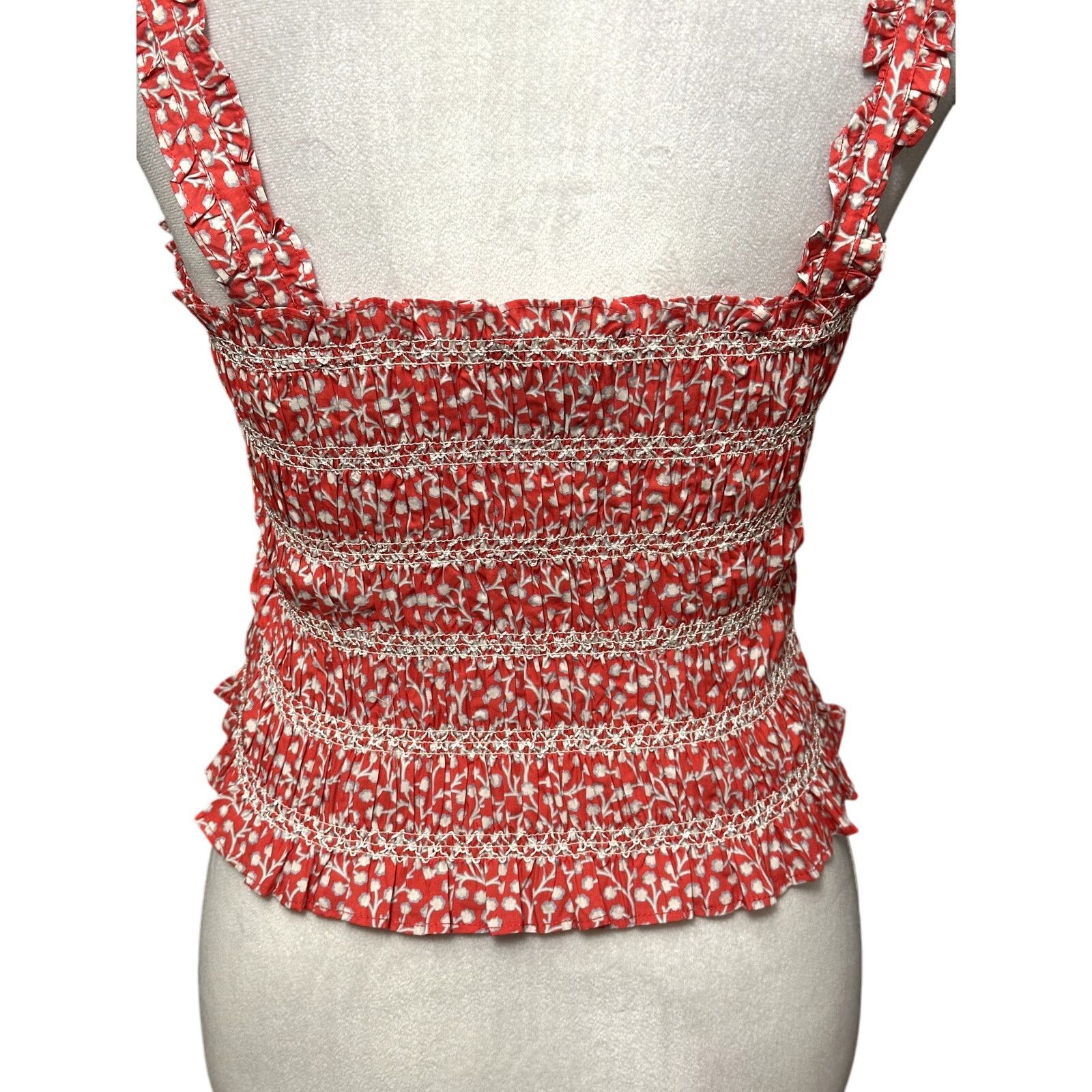 French Connection French Connection Smocked Sleeveless Crop Top Cotton Red 8 Size M / US 6-8 / IT 42-44 - 7 Thumbnail