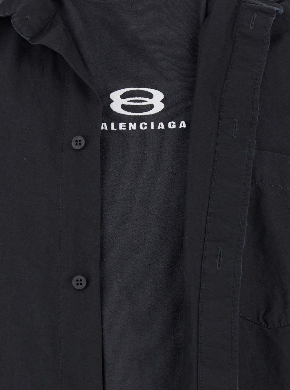 Balenciaga o1w1db11025 Unity Sports Icon Layered Shirt Oversized Black Size US XL / EU 56 / 4 - 3 Thumbnail