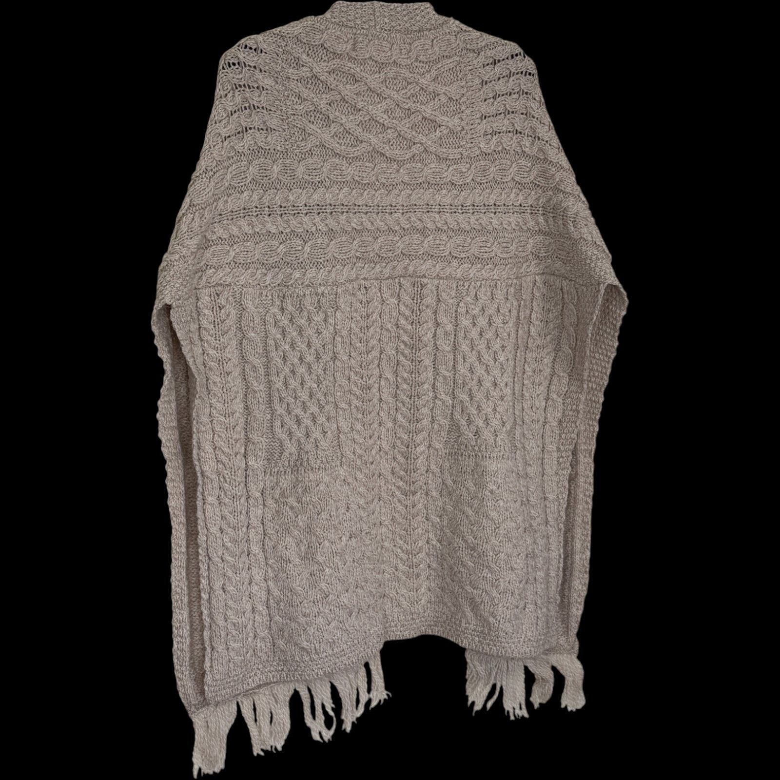 Aran Crafts Aran Craft 100% Merino Wool Shawl Fringe Trim Parsnip Size ONE SIZE - 8 Thumbnail