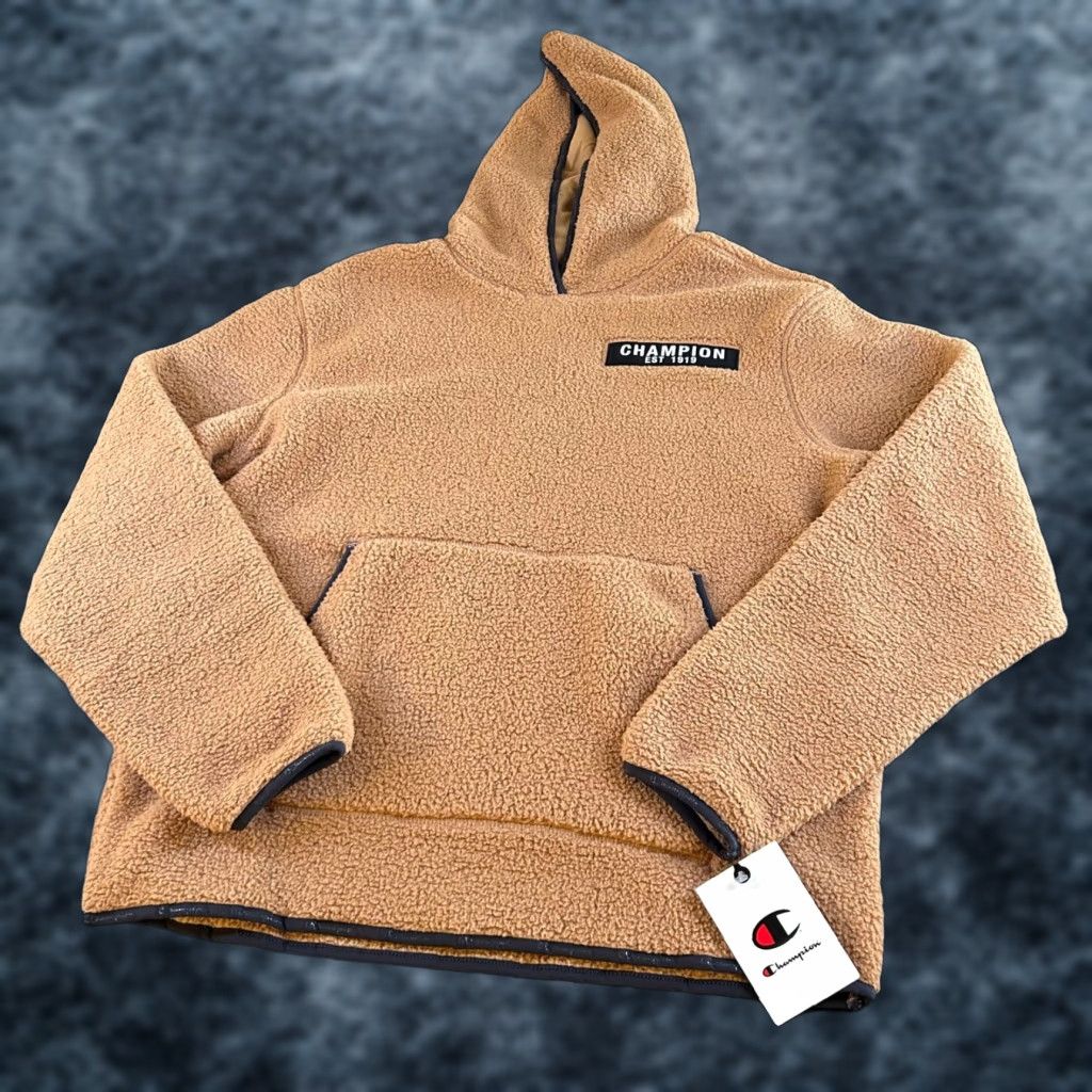 Champion Champion Hoodie Pullover Fleece Warm Cozy Sweatshirt Beige Mens Small NWT Sherpa Logo Pocket Zipper Warmth Size US S / EU 44-46 / 1 - 1 Thumbnail