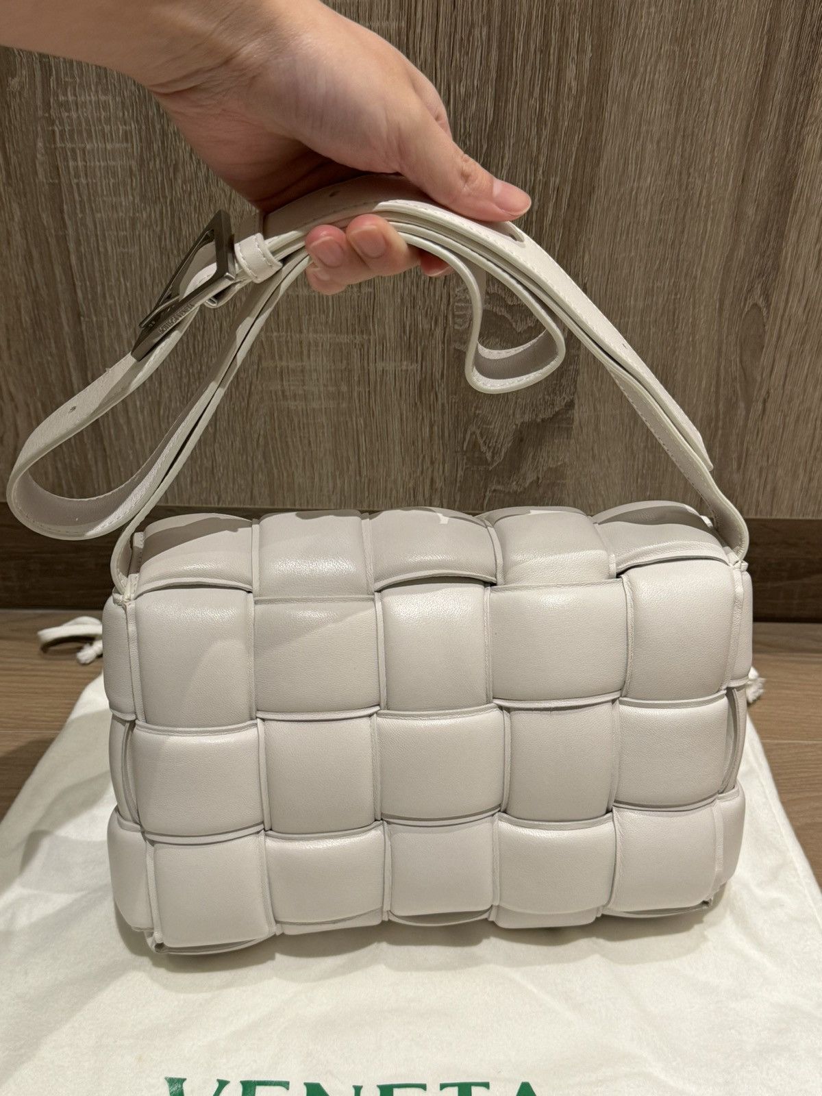 image of Bottega Veneta Padded Cassette in White, Women's