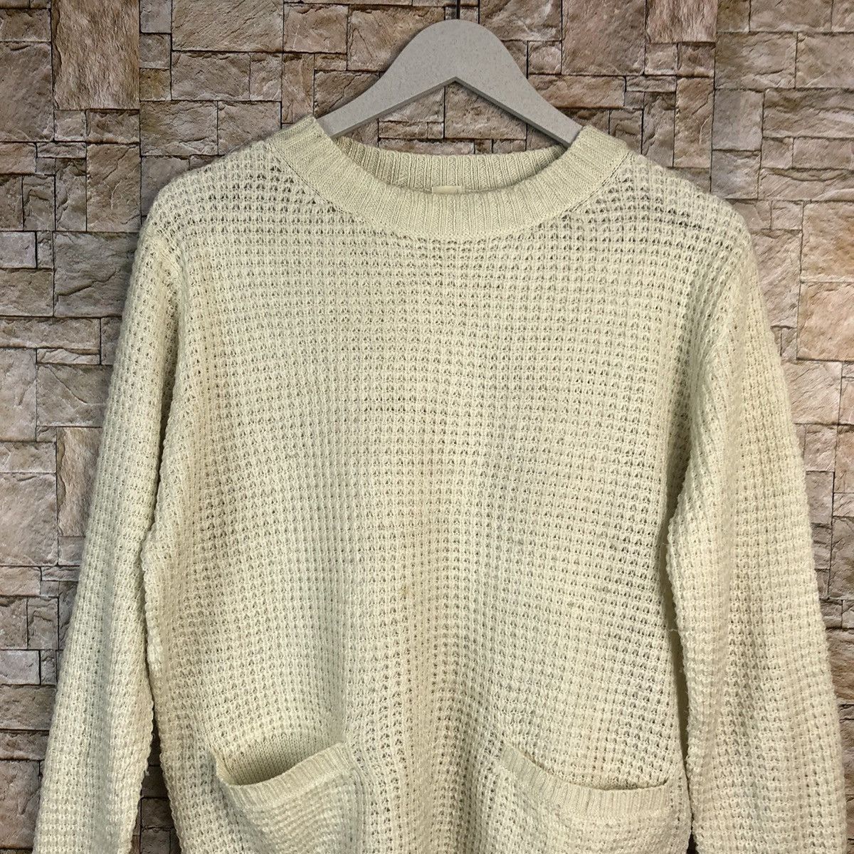 Homespun Knitwear × Japanese Brand × Vintage GU White double pocket sweatshirt Knitwear #A843 Size US L / EU 52-54 / 3 - 5 Thumbnail