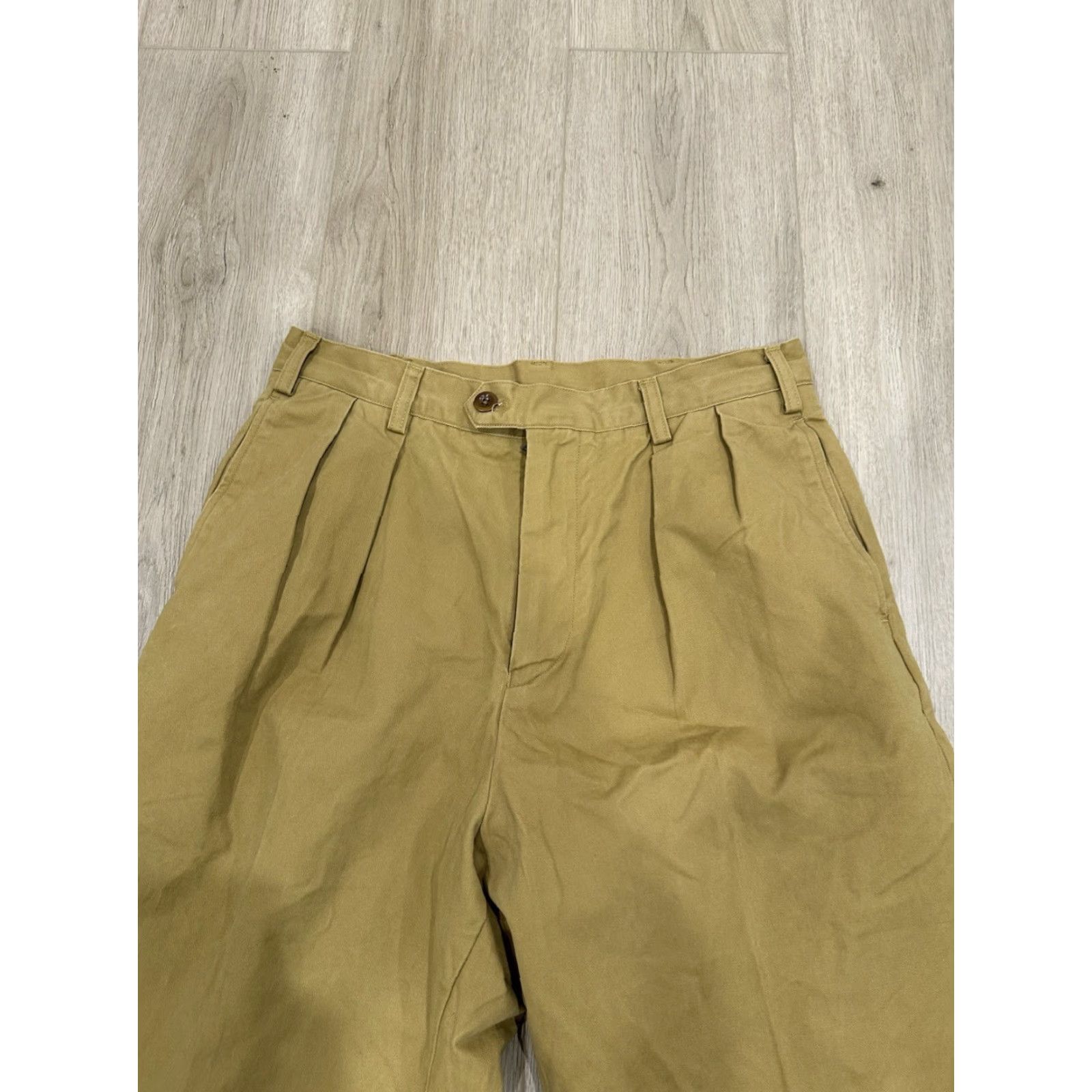 Doublet non-stock mfg Chino Pants Men 31x29 Beige Cotton Pleated 1930s IVY Style High Rise Trousers - Khaki Size US 31 - 4 Thumbnail