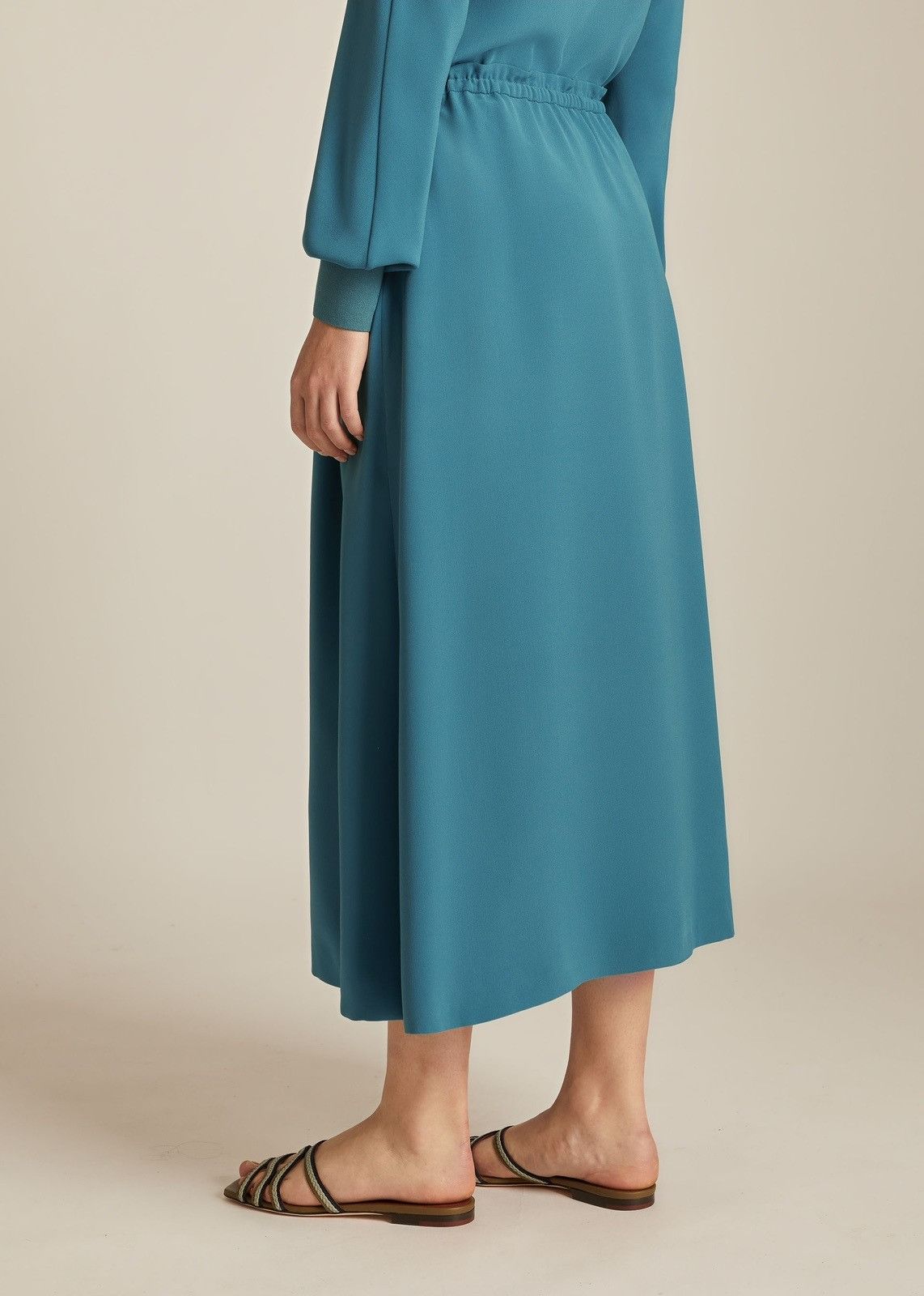 Loro Piana o1srvl11e0824 Lina Silk Midi Skirt in Teal Size 30" / US 8 / IT 44 - 3 Thumbnail