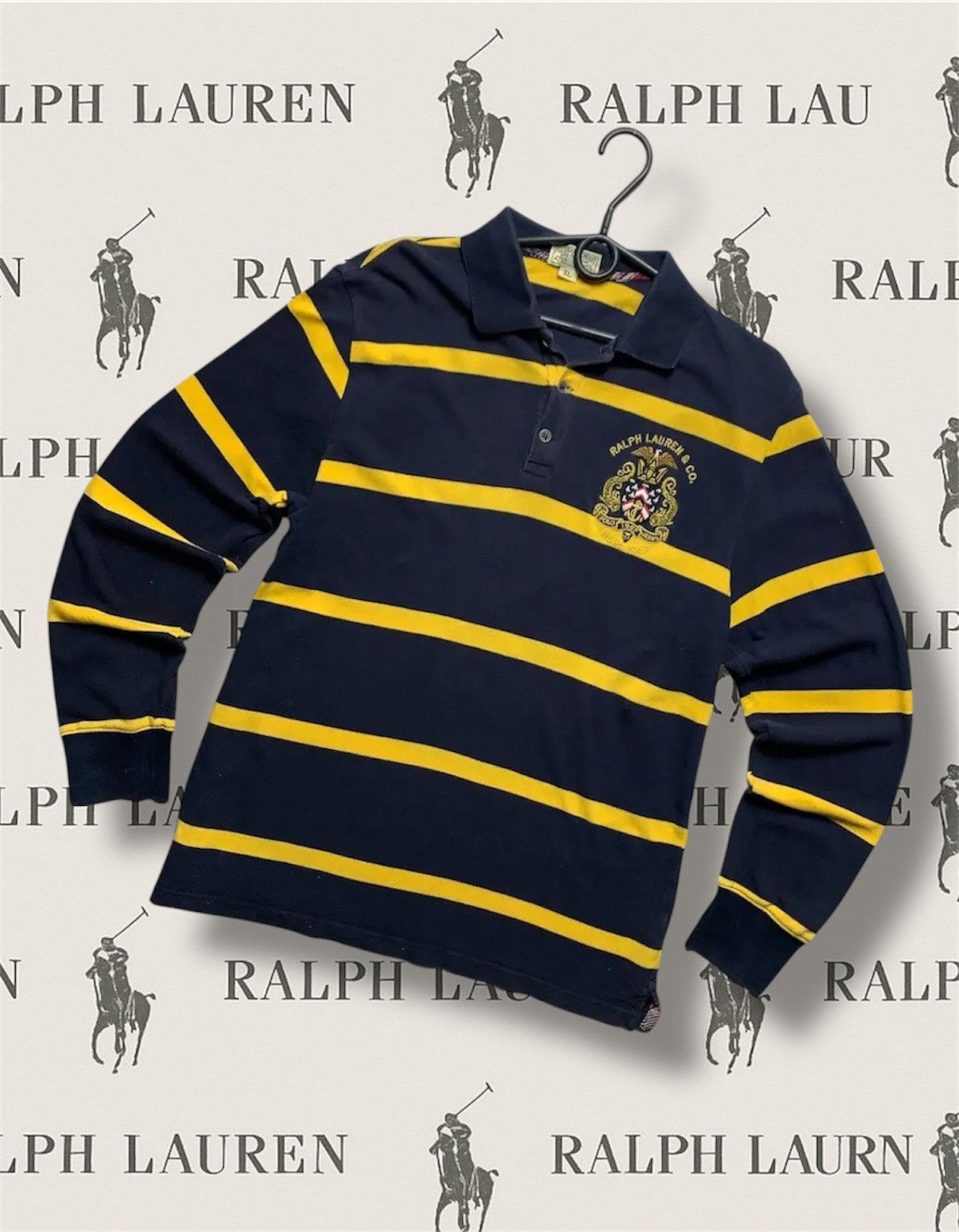 Polo Ralph Lauren Vintage polo Ralph Lauren striped rugby big logo Size US XL / EU 56 / 4 - 1 Thumbnail