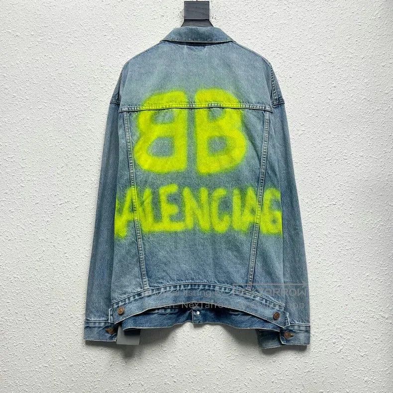 Balenciaga Balenciaga Yellow Graffiti Denim Jacket. Size US XS / EU 42 / 0 - 2 Thumbnail
