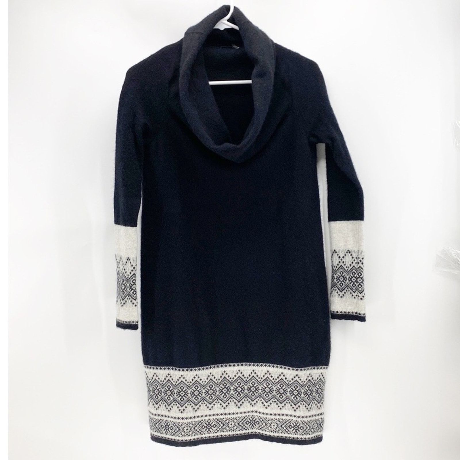 Magaschoni Magaschoni cowl neck fair isle trim cashmere sweater dress S Size S / US 4 / IT 40 - 1 Thumbnail