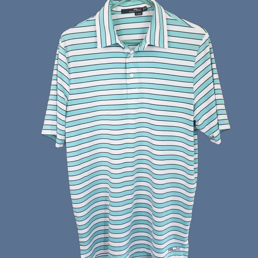 RLX Ralph Lauren RLX Ralph Lauren Polo Shirt Mens M Blue White Short Sleeve Golf Stretch Wicking Size US M / EU 48-50 / 2 - 1 Thumbnail