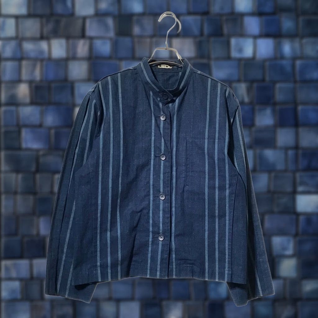 Issey Miyake VINTAGE ISSEY MIYAKE BAND COLLAR DESIGN SHIRT MEN NAVY SIZE M USED Size US M / EU 48-50 / 2 - 1 Thumbnail