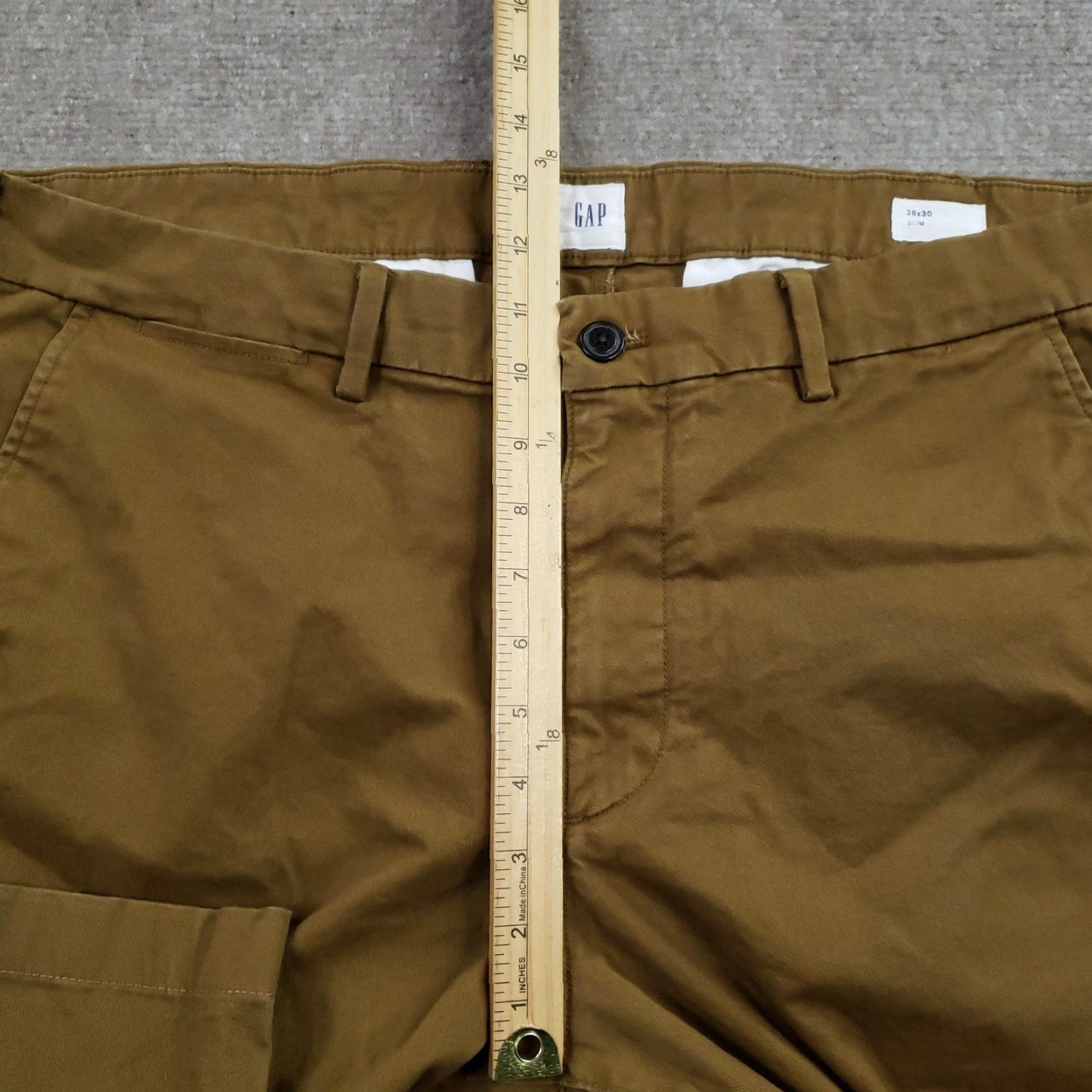 Gap GAP Chino Pants Mens 38x27 Slim Fit Brown Casual Flat Front Tapered Stretch Size US 38 / EU 54 - 7 Thumbnail