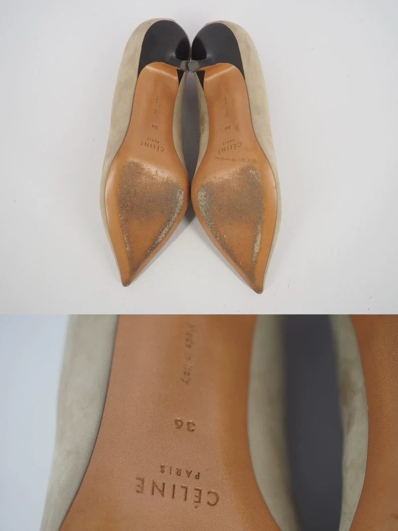Celine CelineGray suede V-mouth pointed high heels 2503-Nextarrow Size US 5.5 / IT 35.5 - 7 Thumbnail