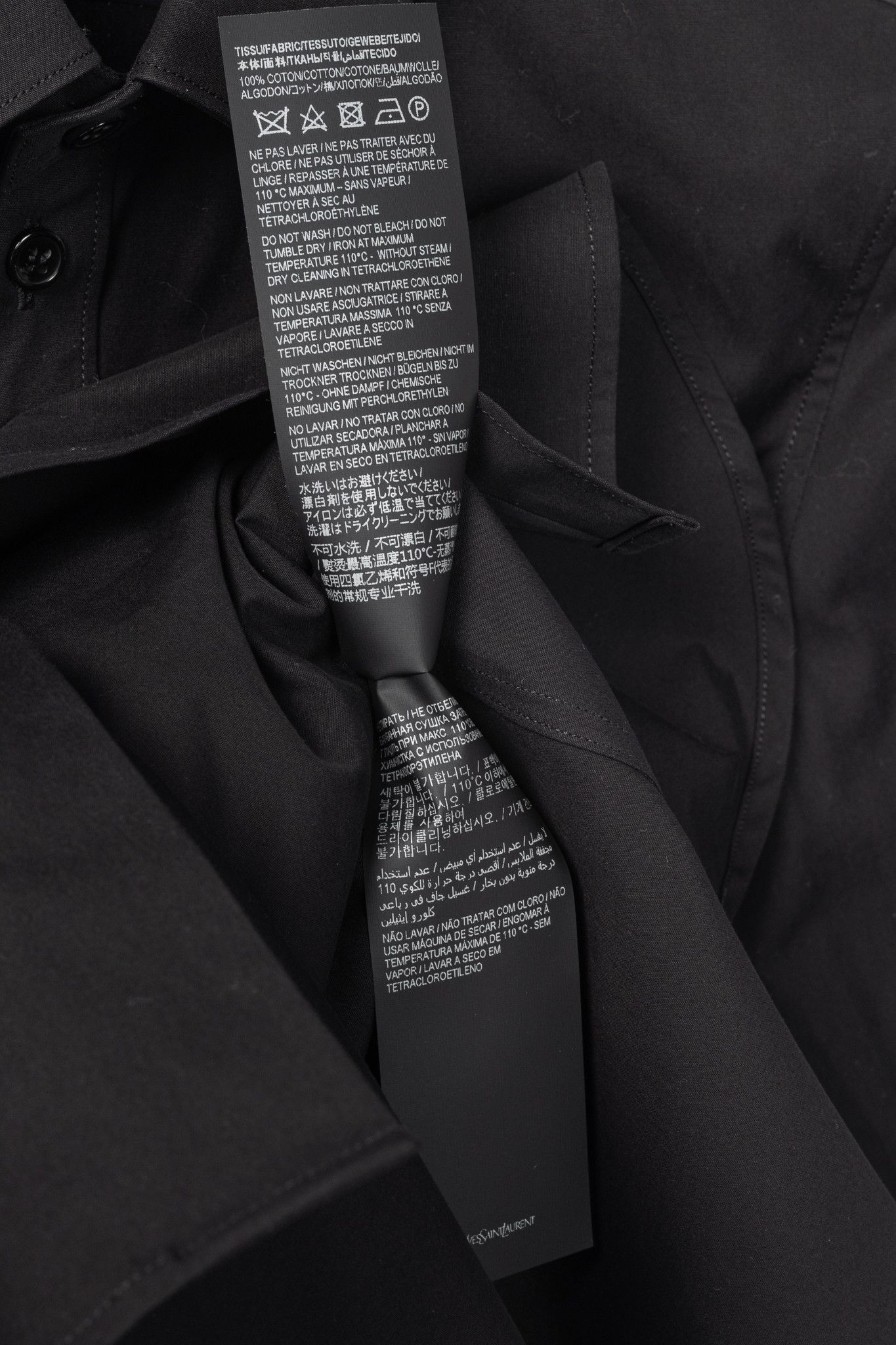 Saint Laurent Paris Saint Laurent Black Cotton-Poplin Buttoned Shirt Size S / US 4 / IT 40 - 10 Thumbnail
