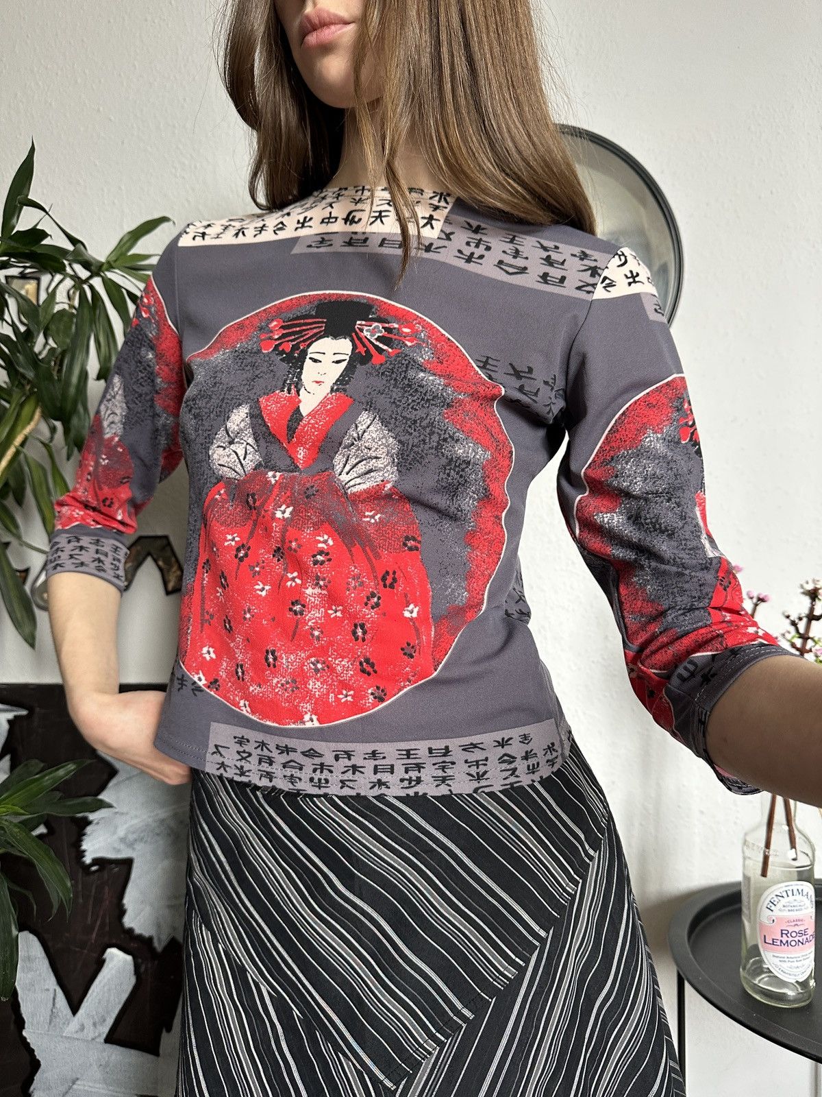 Japanese Brand × Vintage 2000s Asian Japan Graphic Full Printed Crop Top Size L / US 10 / IT 46 - 4 Thumbnail