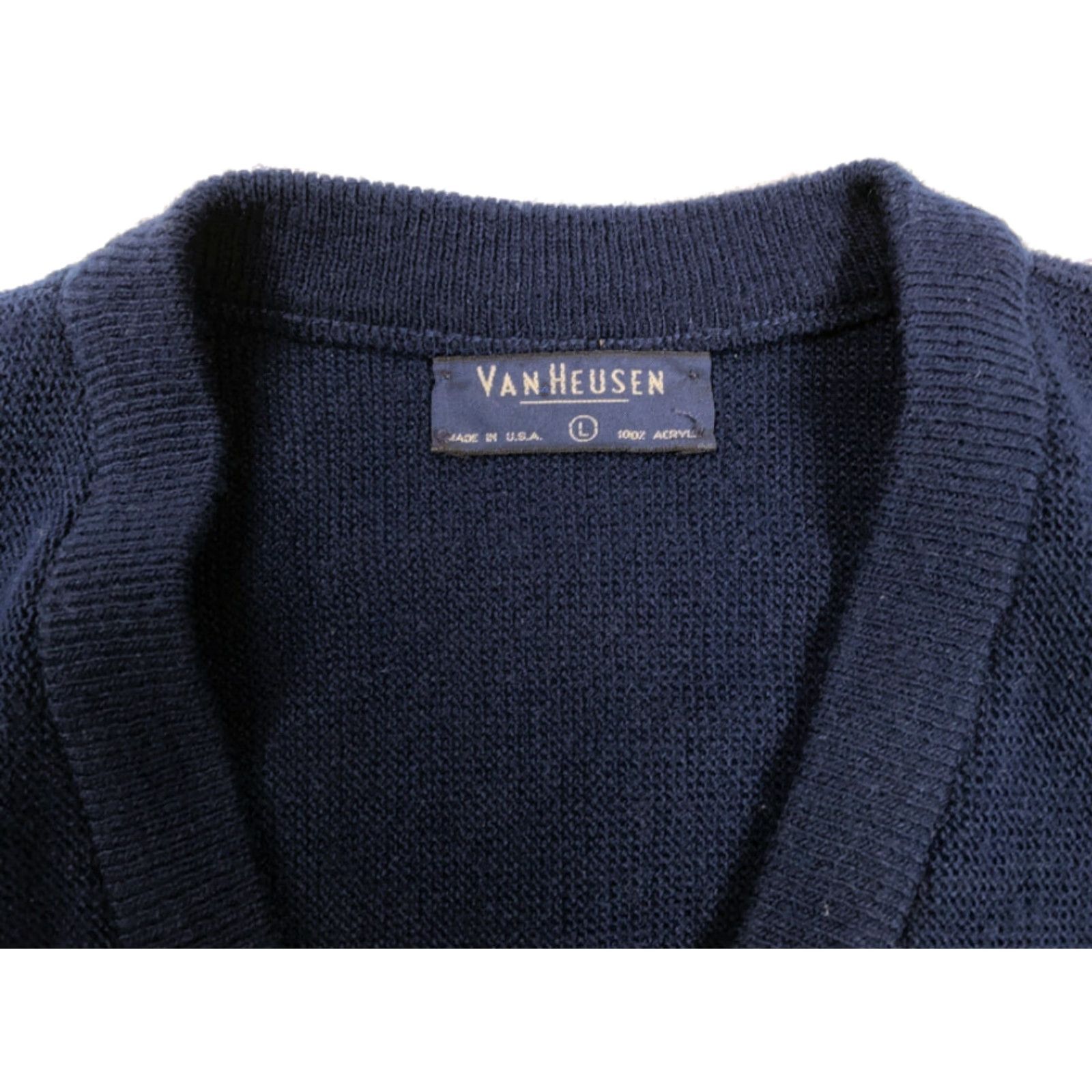Van Heusen VTG 80s Van Heusen Blue V-Neck Sweater Adult Large USA Made Grandpa Style Size US L / EU 52-54 / 3 - 4 Thumbnail