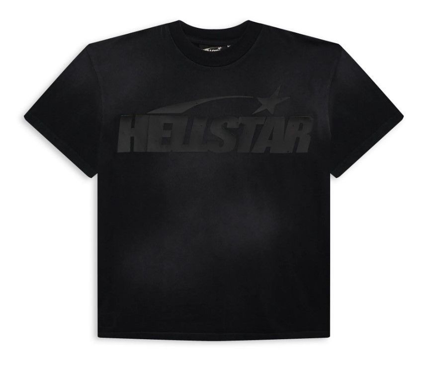 image of Hellstar Cracked Classic Logo Tee in Black, Men's (Size Large)