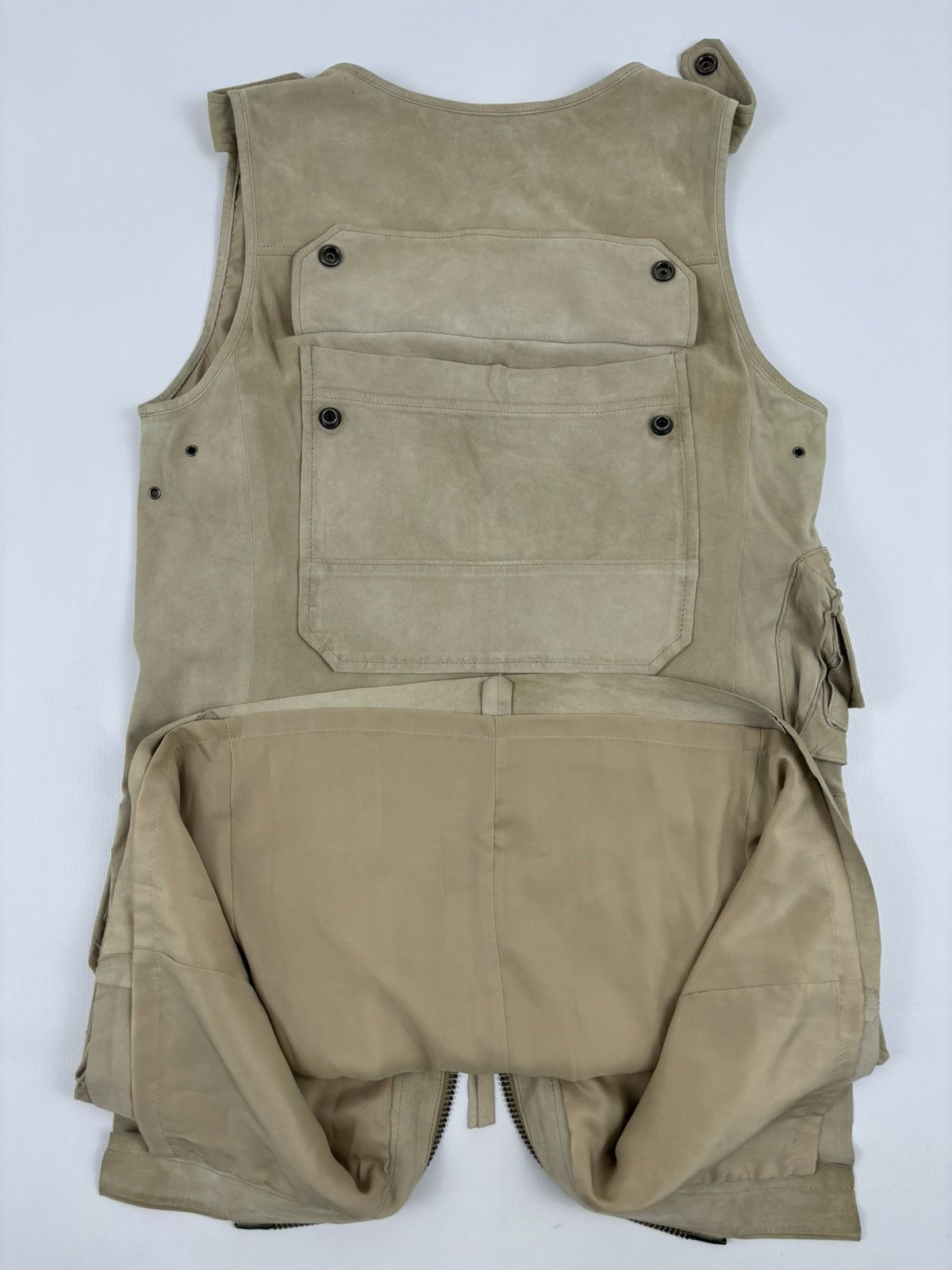 RRL Ralph Lauren × Ralph Lauren × Ralph Lauren Purple Label VTG 90's RALPH LAUREN Suede-Leather Multi-Pocket Zip Gilet Cargo Vest Jacket 2 Size XS / US 0-2 / IT 36-38 - 12 Thumbnail
