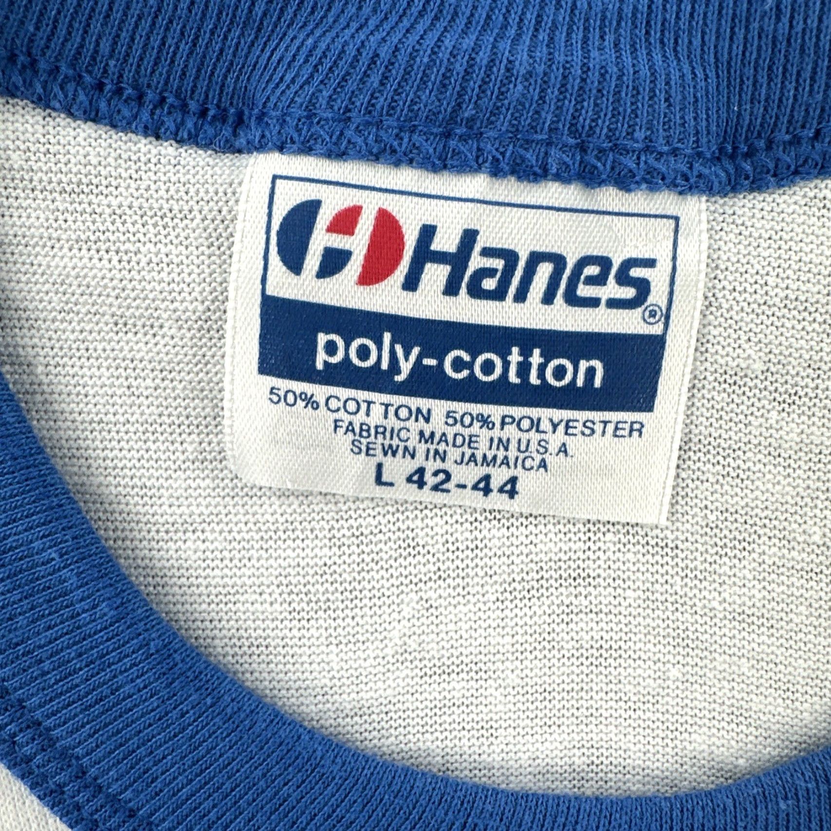 Hanes VINTAGE Hanes 50/50 White Ringer Shirt USA Made Mens L Crew Neck Short Sleeve T-Shirt Size US L / EU 52-54 / 3 - 7 Thumbnail
