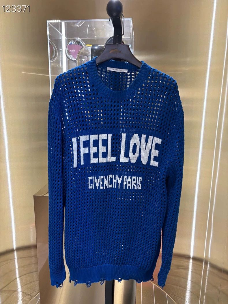 Givenchy Givenchy 040629H207 Blue Openwork Logo Knitwear Overall Size US M / EU 48-50 / 2 - 1 Thumbnail
