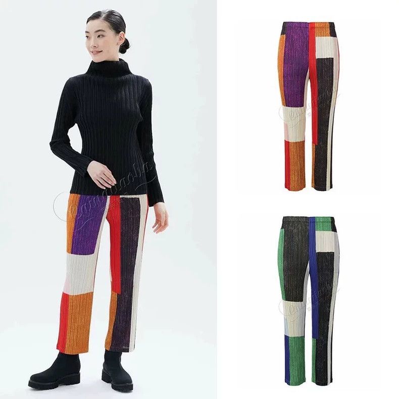 Issey Miyake Issey Miyake size:3 Black and green checkered pleated trou Size 22" - 5 Thumbnail