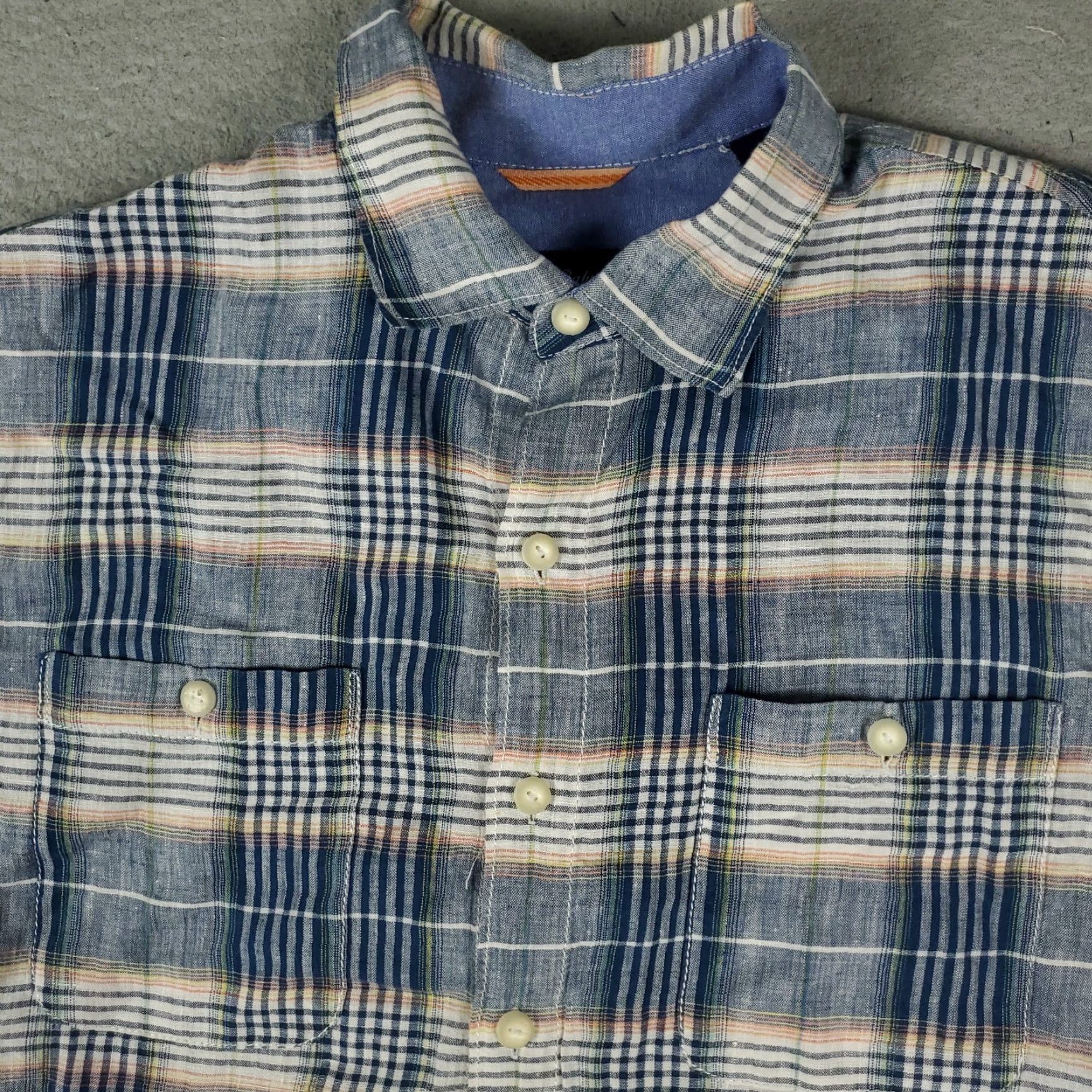 Tommy Bahama Tommy Bahama Blue Plaid Linen Button Up Shirt Adult Medium Short Sleeve Mens Size US M / EU 48-50 / 2 - 2 Thumbnail