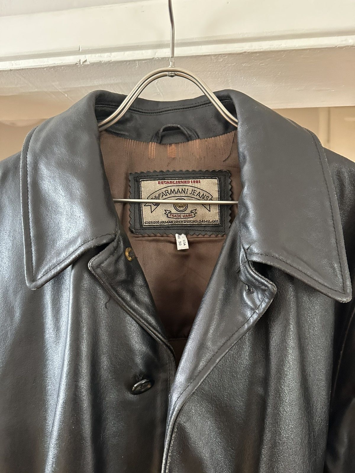 Giorgio Armani Armani Jeans Leather Car Coat Size US L / EU 52-54 / 3 - 2 Thumbnail
