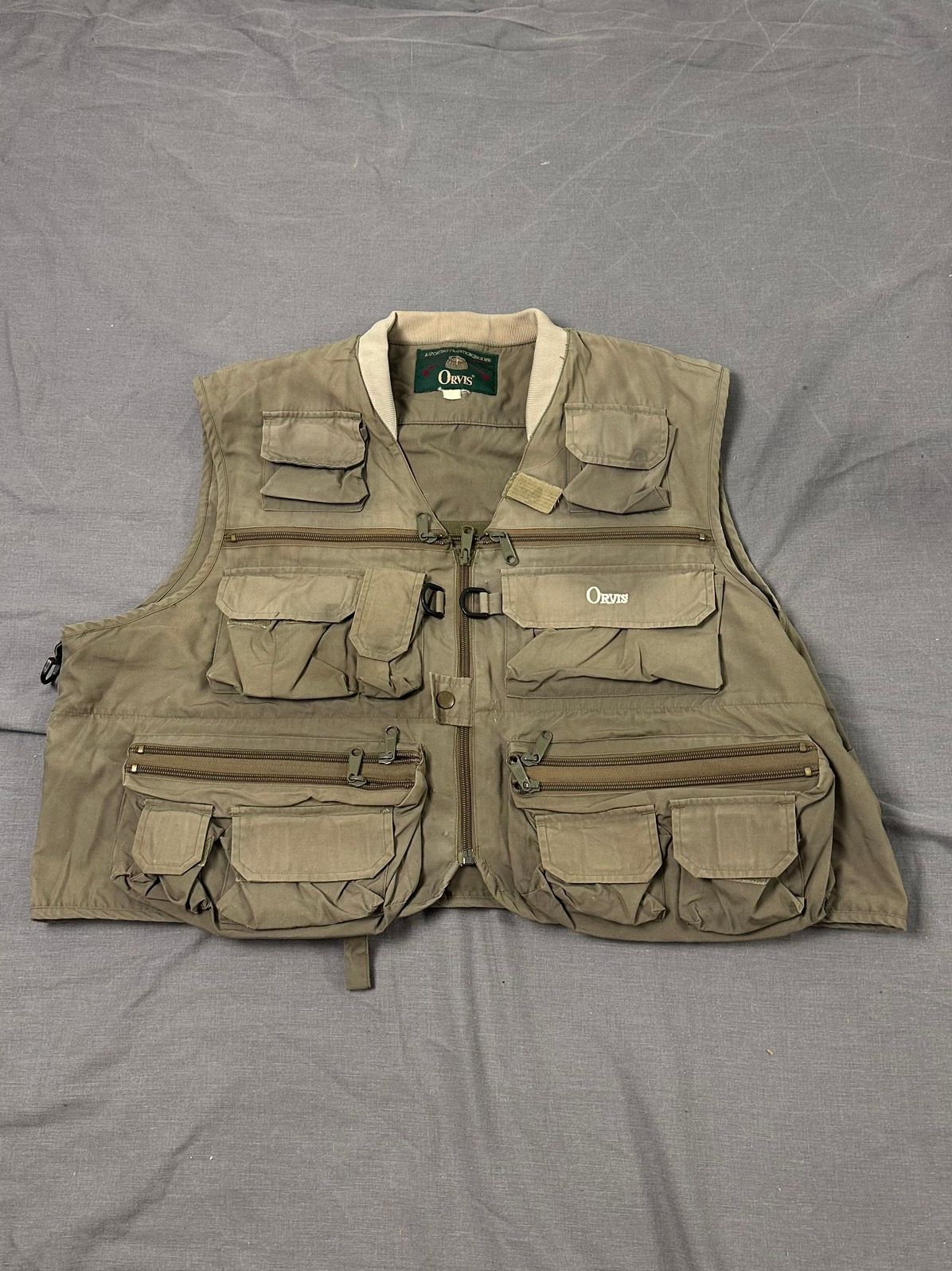 Pre-owned Orvis X Vintage Faded Vest Orvis Multipocket Military Archive Travis In Green