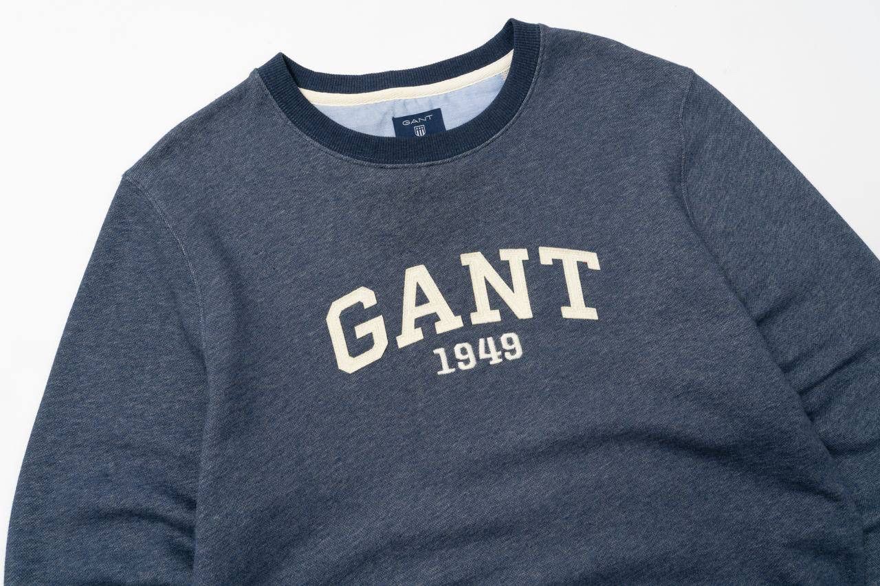 Gant 🔵 GANT Logo Blue Cotton Classic Crew Neck Sweatshirt Size US M / EU 48-50 / 2 - 6 Thumbnail