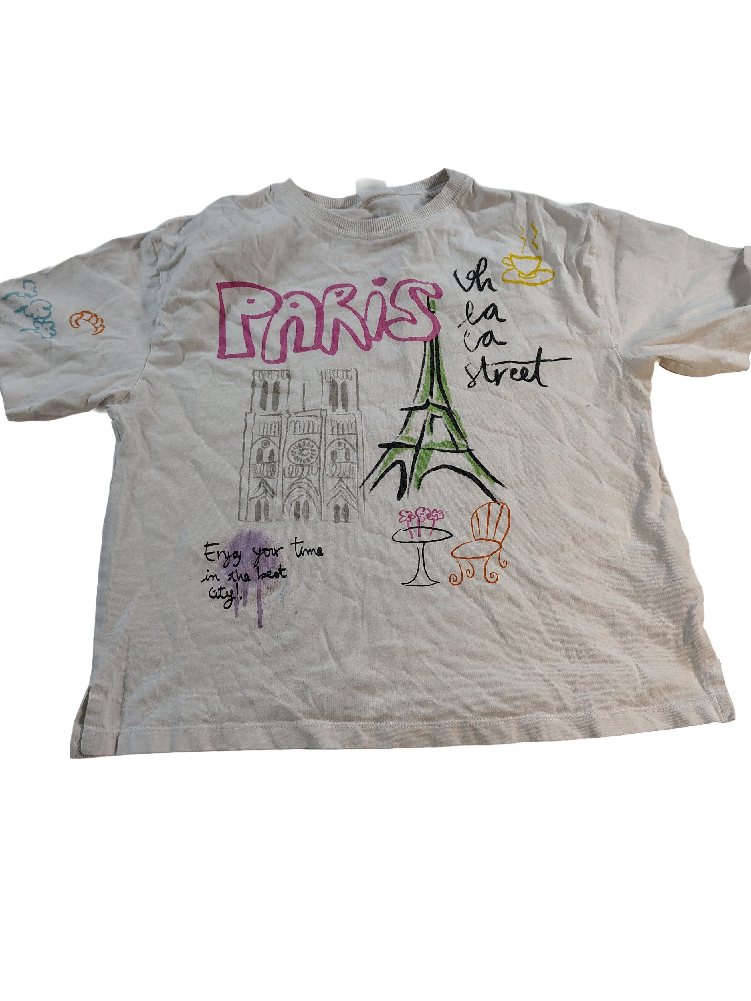 Zara Women's White Zara Paris Themed Graphic Shirt Size 11-12 Size L / US 10 / IT 46 - 1 Thumbnail