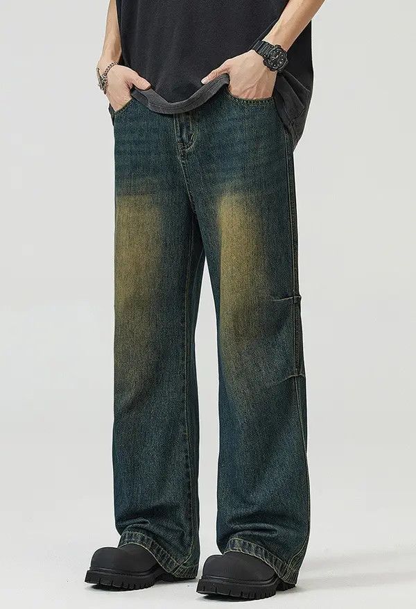 Japanese Brand Fujita x Aoba Vintage washed distressed flared loose jeans Size US 33 - 7 Thumbnail
