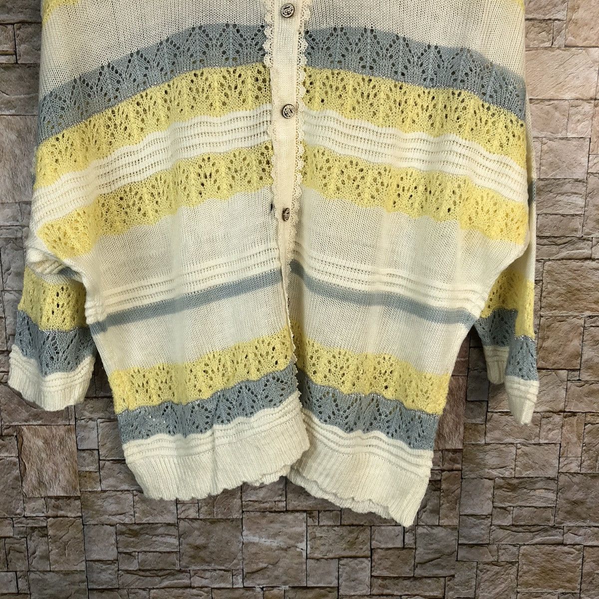 Japanese Brand × OVER THE STRiPES Japanese Brand Stripe White Knitwear #A1070 Size M / US 6-8 / IT 42-44 - 6 Thumbnail