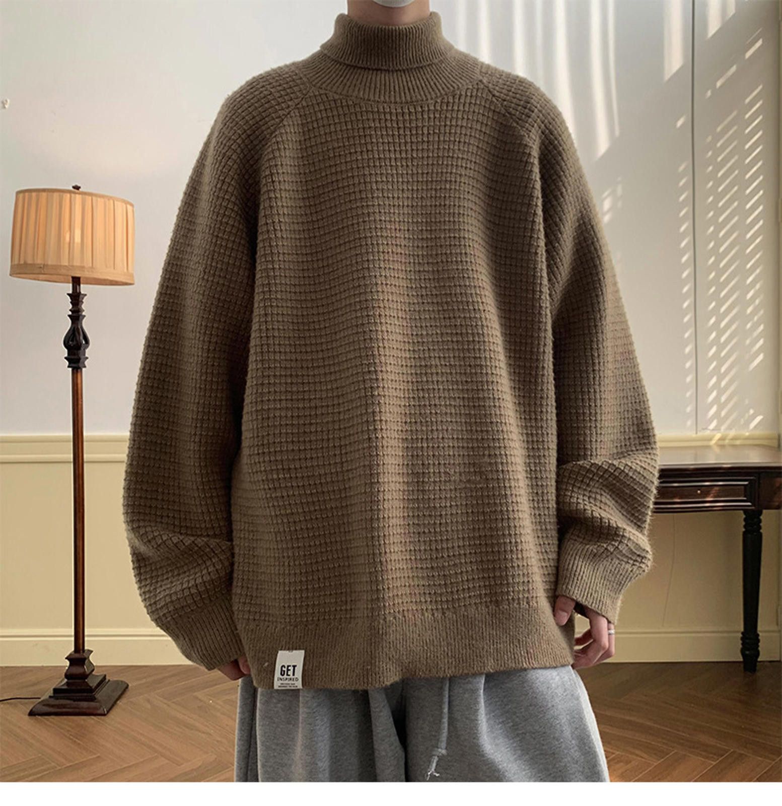 Vintage Turtle Neck Brown Knit Sweater Size US L / EU 52-54 / 3 - 5 Thumbnail
