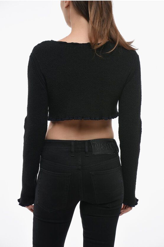 Jacquemus og1mm0624 Ribbed Cropped Sweater in Black Size M / US 6-8 / IT 42-44 - 2 Thumbnail