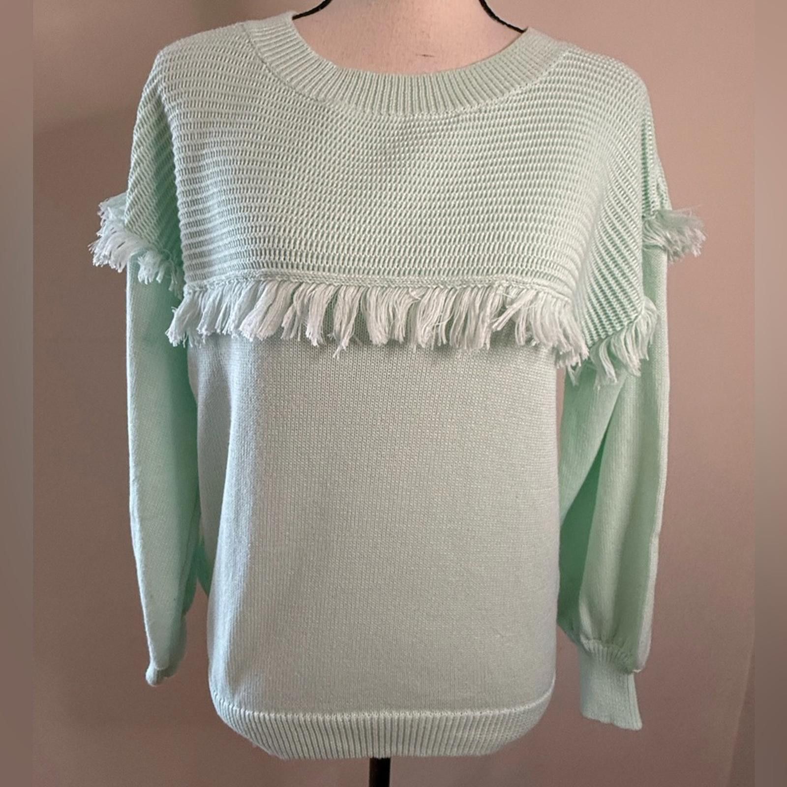 Other Grace + Karma mint green sweater fringe ribbed SZ SM Size S / US 4 / IT 40 - 1 Thumbnail